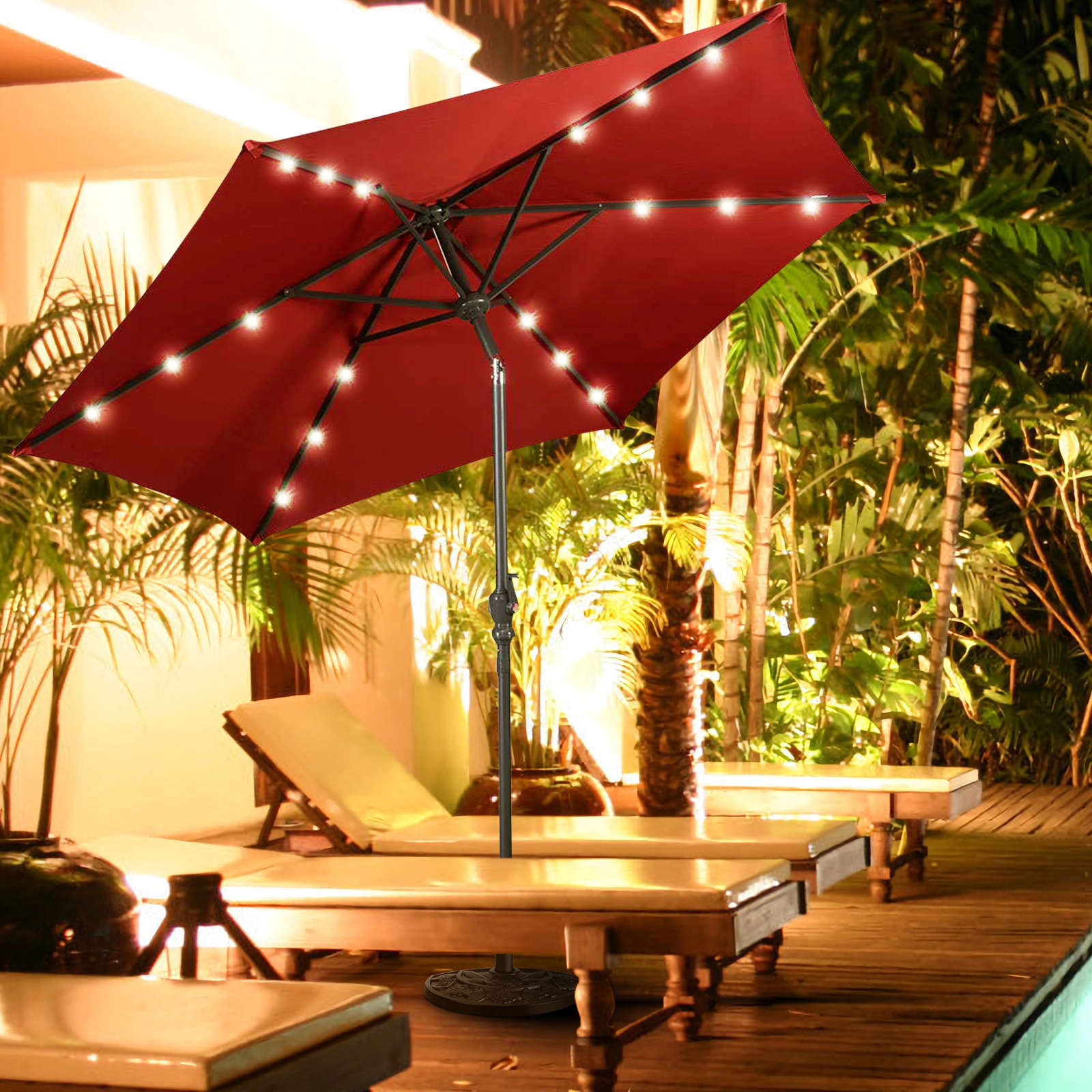 Slickblue Space Saving Half Round Outdoor Umbrella Base for Patio, Terrace and Balcony
