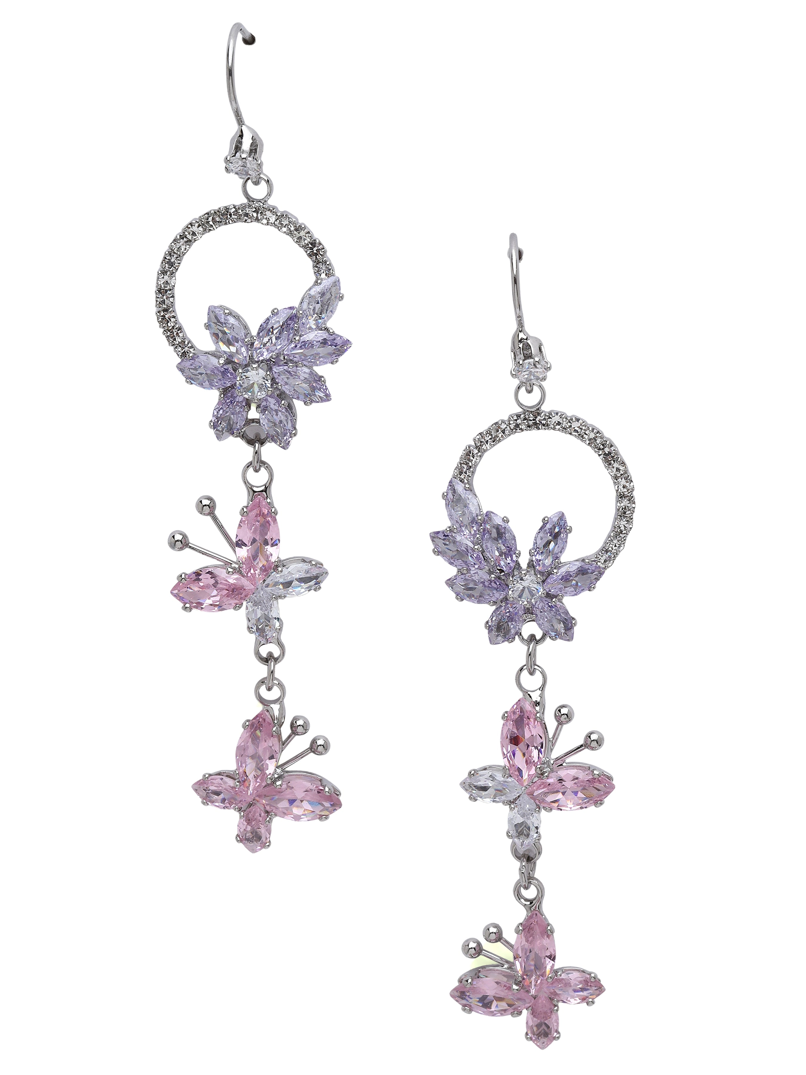 AGP PARIS Womens Floral Halo Chandelier Earrings