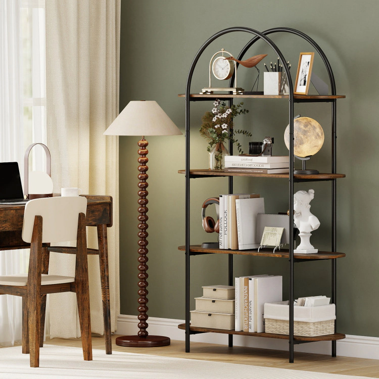 Hivvago 4-Tier Open Bookcase with Sturdy Metal Frame for Living Room