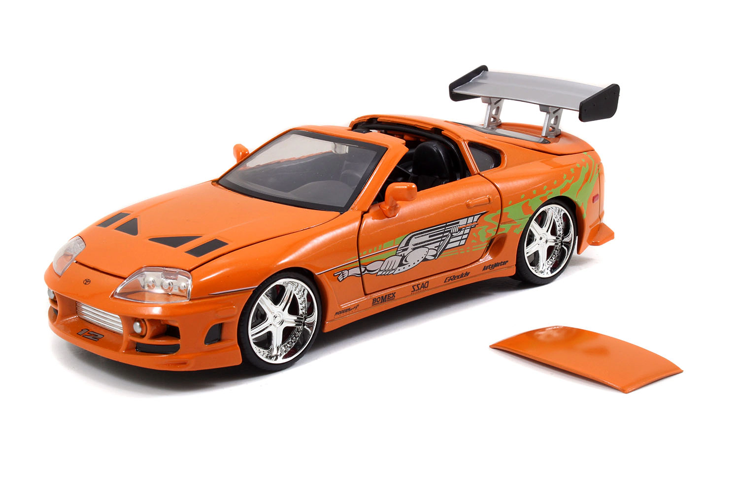 Jada Model Kit Toyota Supra Metallic Orange With Brian Diecast Figure "Fast & Furious" Movie "Build N'