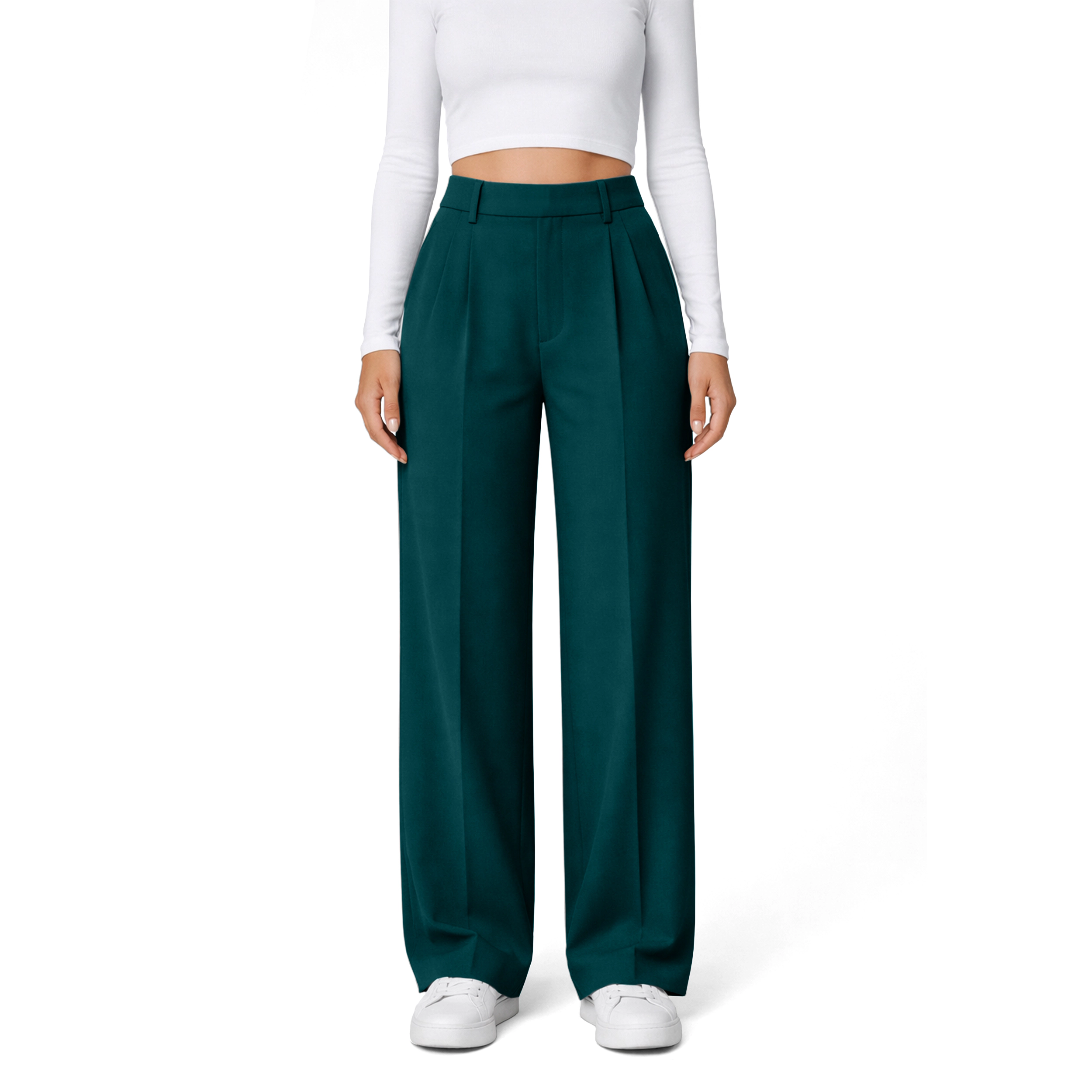 WOVA COUTURE Womens High Waisted Straight Leg Dress Pants