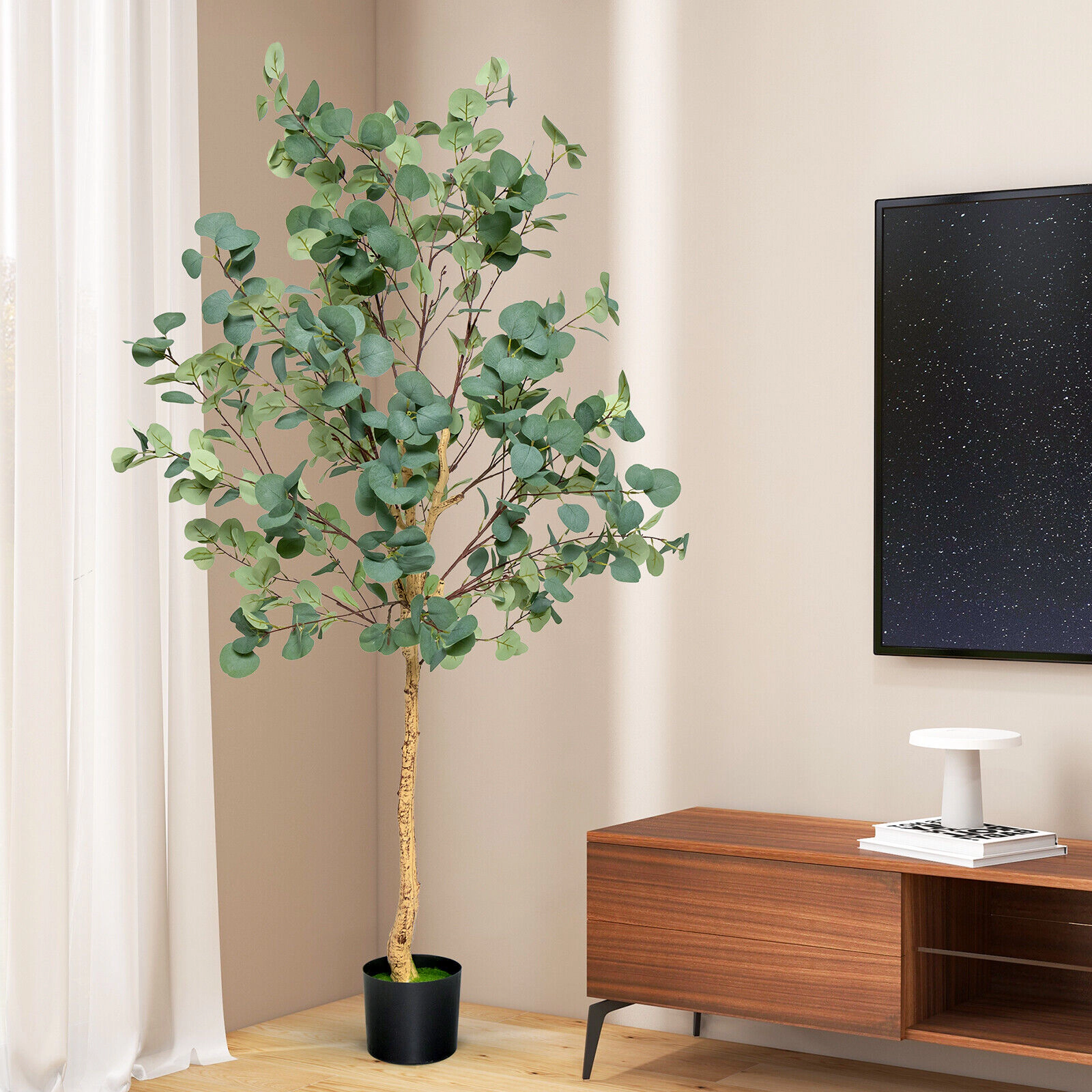 SlickBlue 5.5 ft Faux Eucalyptus Plant for Living Room Office Entryway Decor