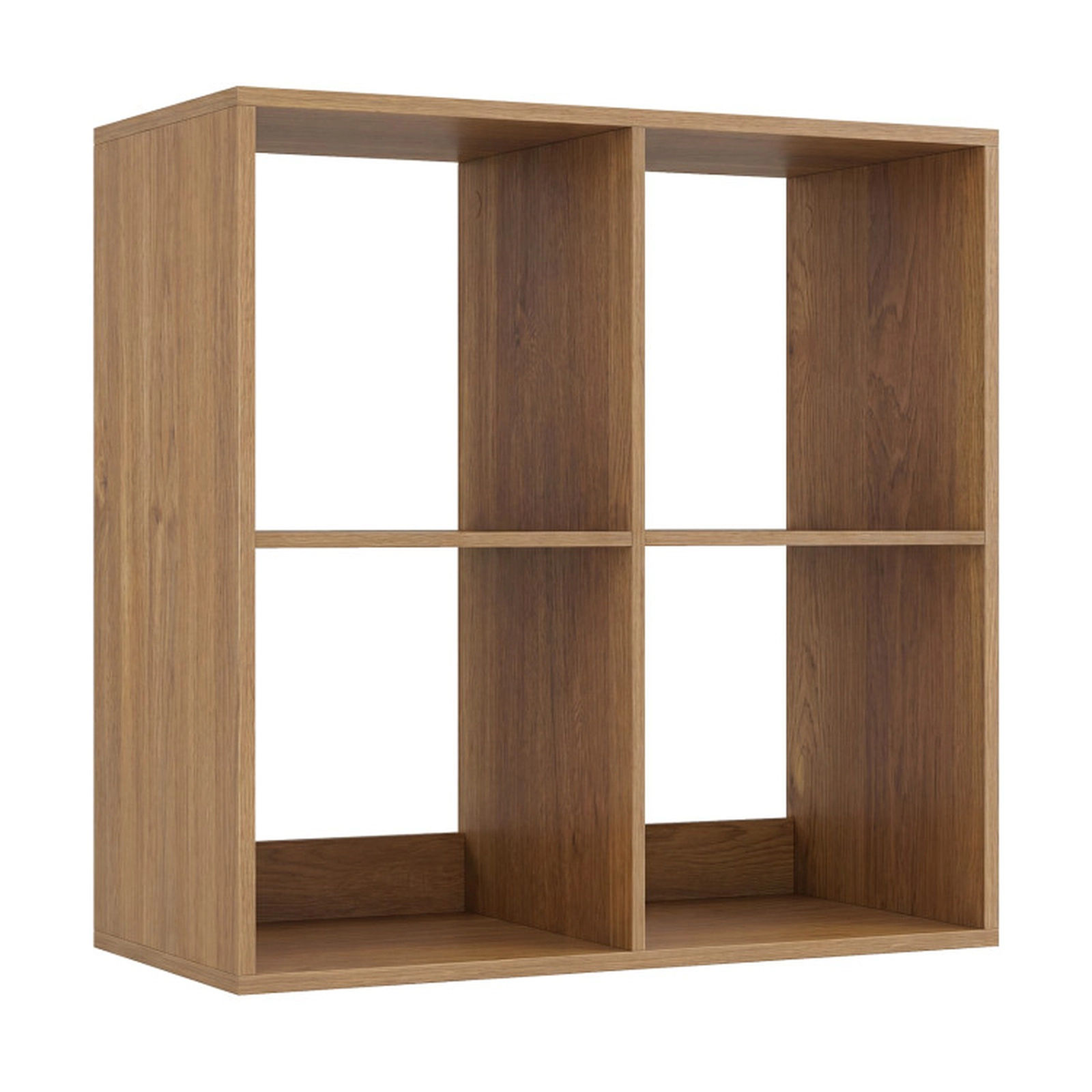 SUGIFT 4-Cube Bookshelf with Back Guardrail 100-lb Tabletop Capacity 22-lb Cube Capacity Natural White Black Coffee