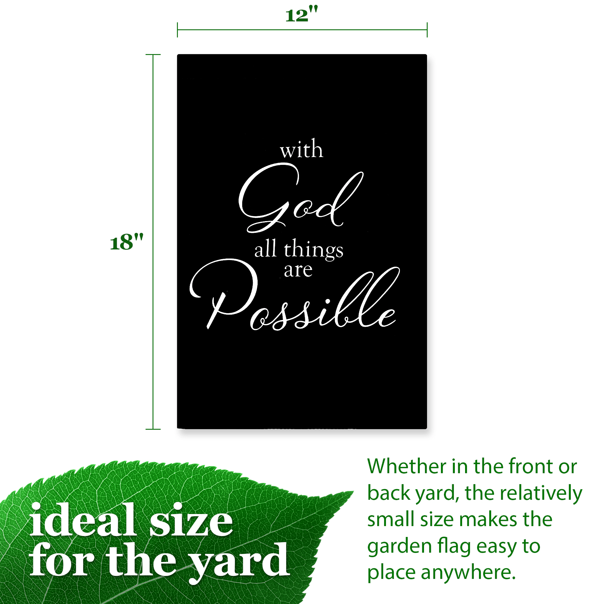 G128 With God All Things Possible Double-Sided 12x18 Garden Flag