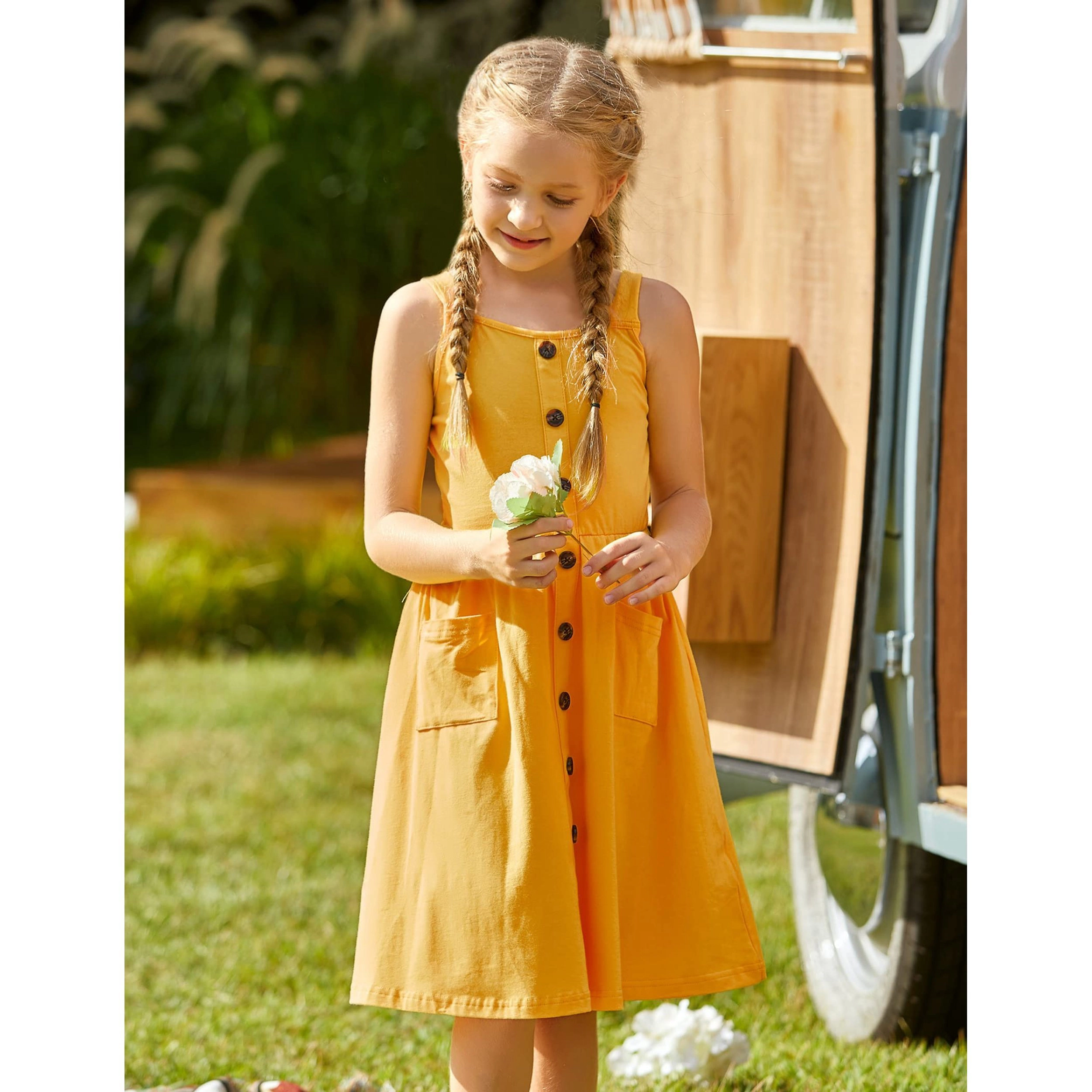 Arshiner Easter Dresses For Girls Summer Sundress Casual Beach Boho Sun Dress
