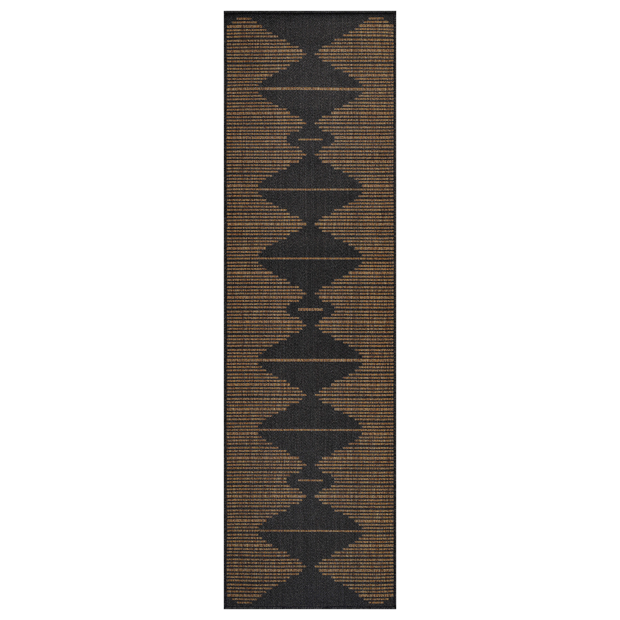 World Rug Gallery Geometric Indoor/Outdoor Flat Woven Area - Natural Jute-Style, Easy-Care Patio