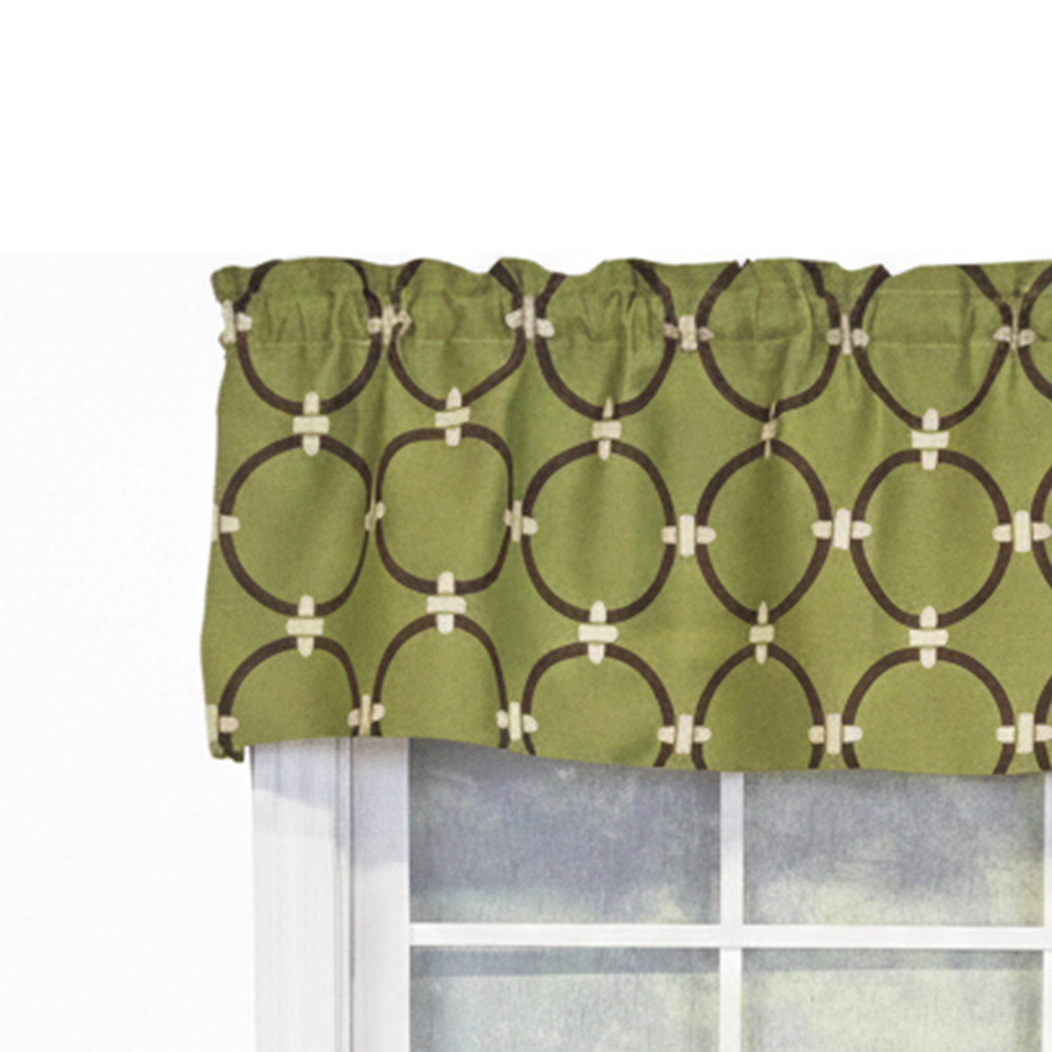 RLF Home 100% Cotton High Quality Rings Tailored Window Valance with 1.5" Rod Pocket 50" W X 12" L Green