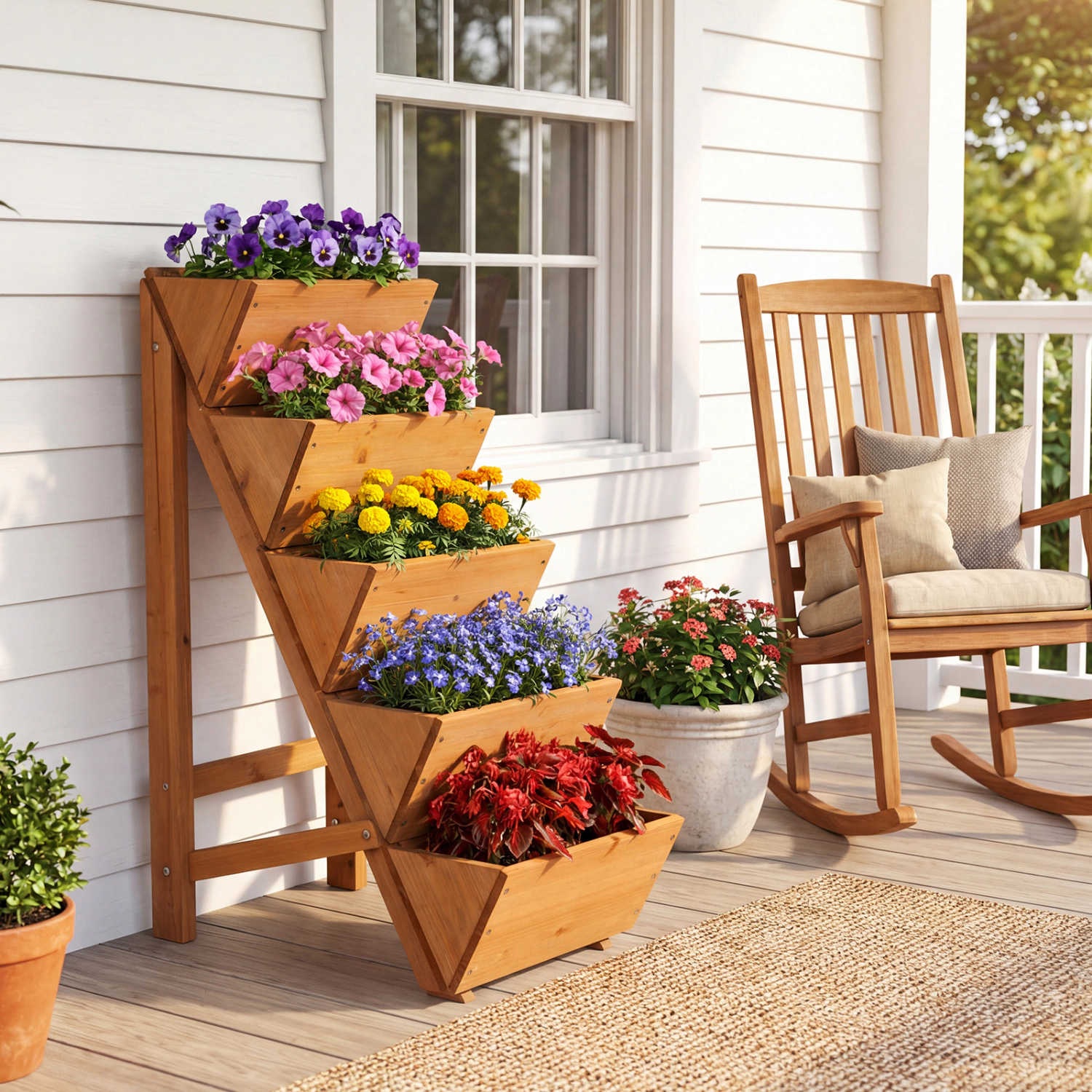 LJG -tier Vertical Raised Garden Bed Wood Elevated Planter Box with Legs