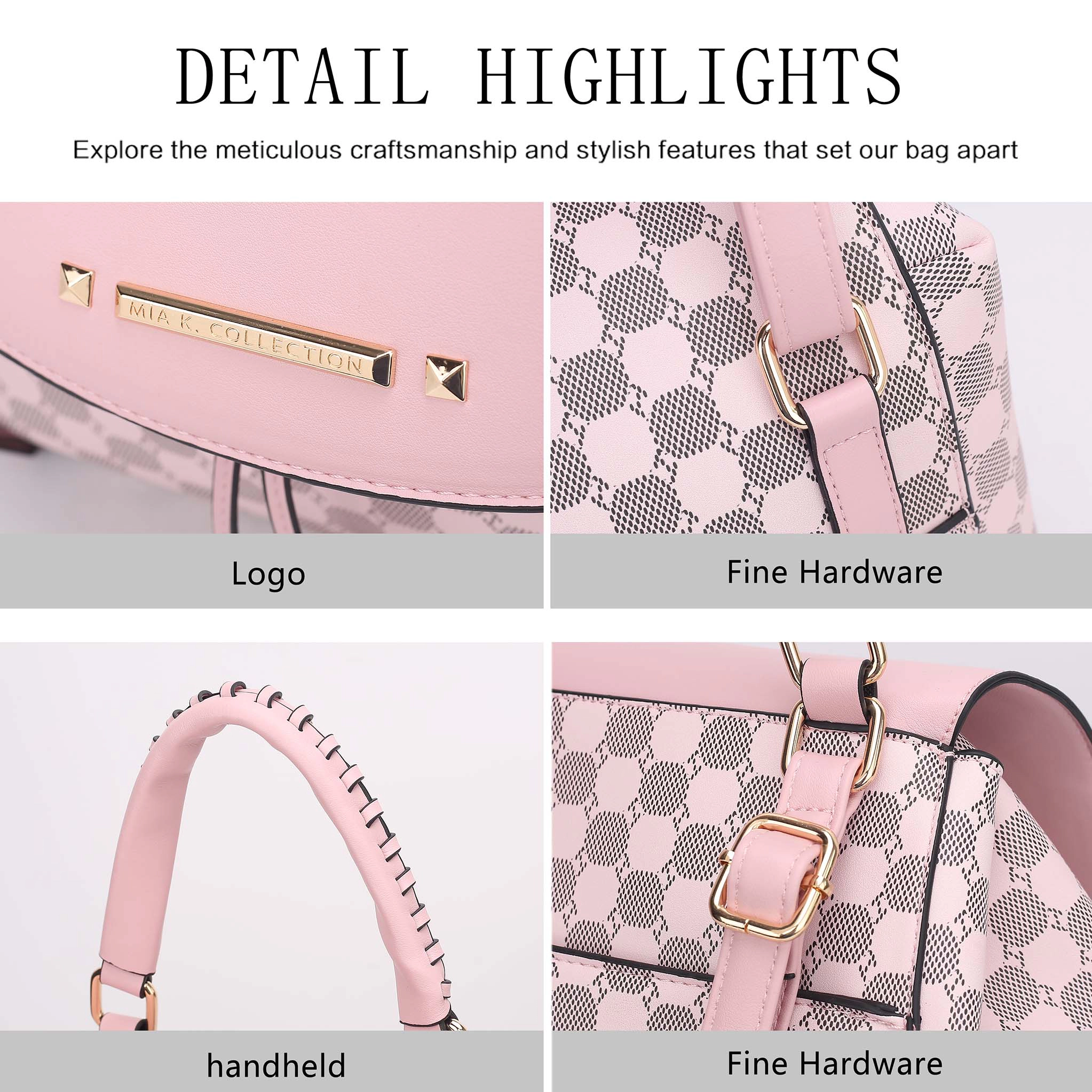 Mia K Collection Kimberly Vegan Leather Backpack, Circular Print, Gold Hardware