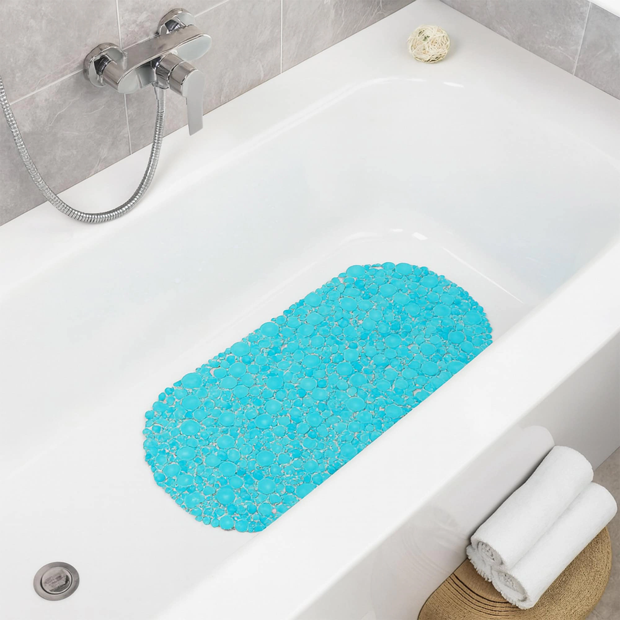 Evideco French Home Goods Oval Non-Slip PVC Bathtub Mat, 28 x 15 inches