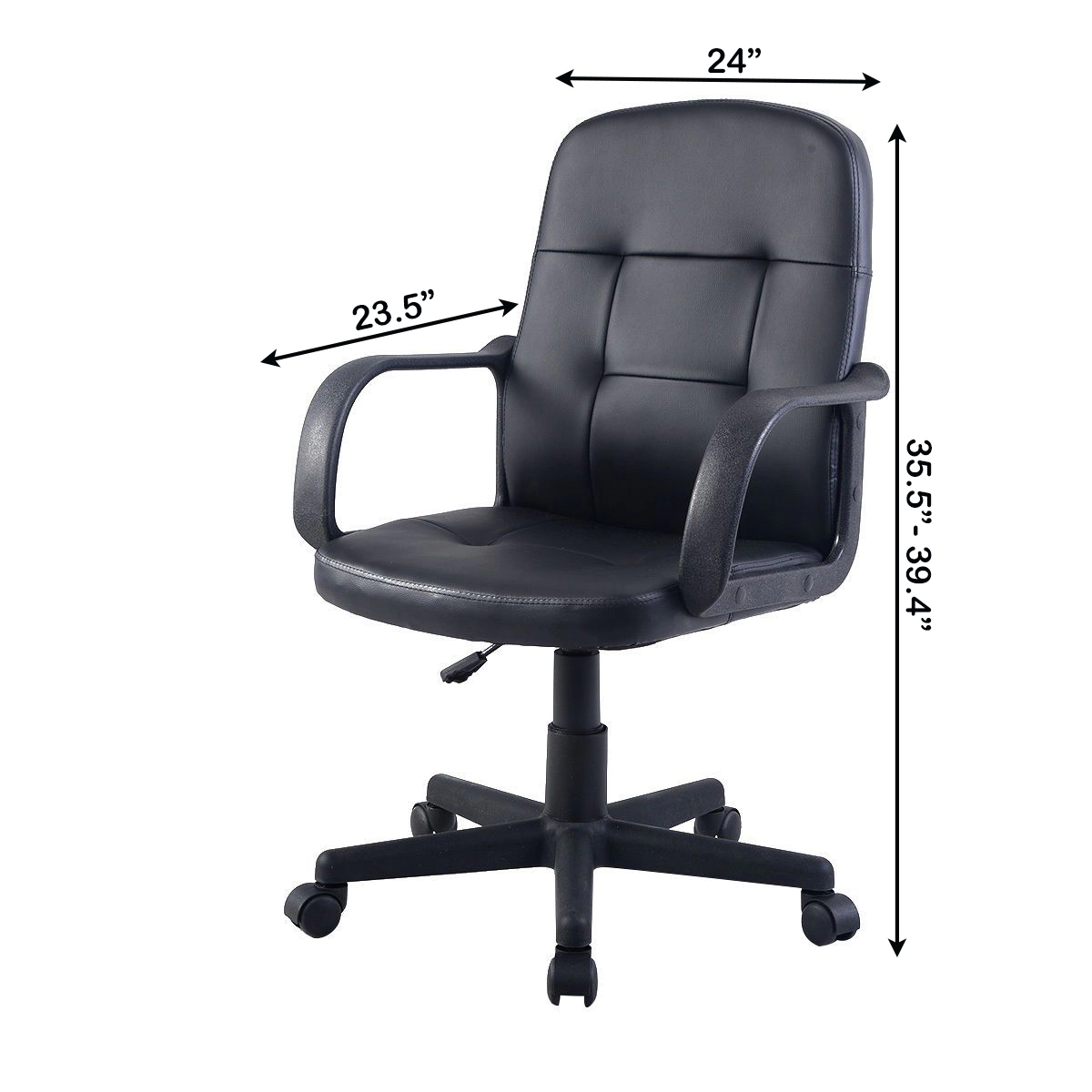 SlickBlue Executive Office Chair, Black PU Leather, Swivel