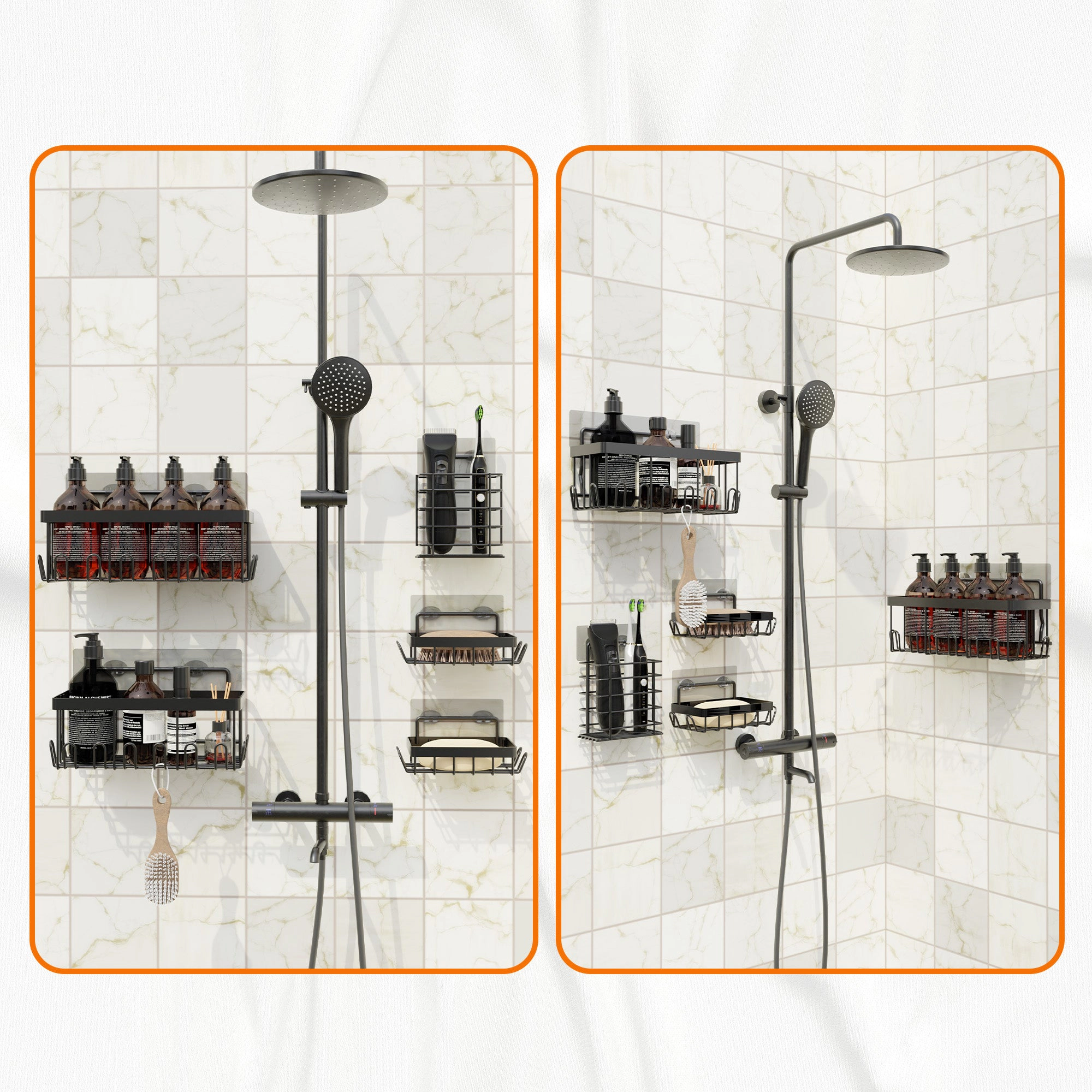 Cheer Collection 5-Pack Stainless Steel Shower Caddy and Kitchen Organizer Set