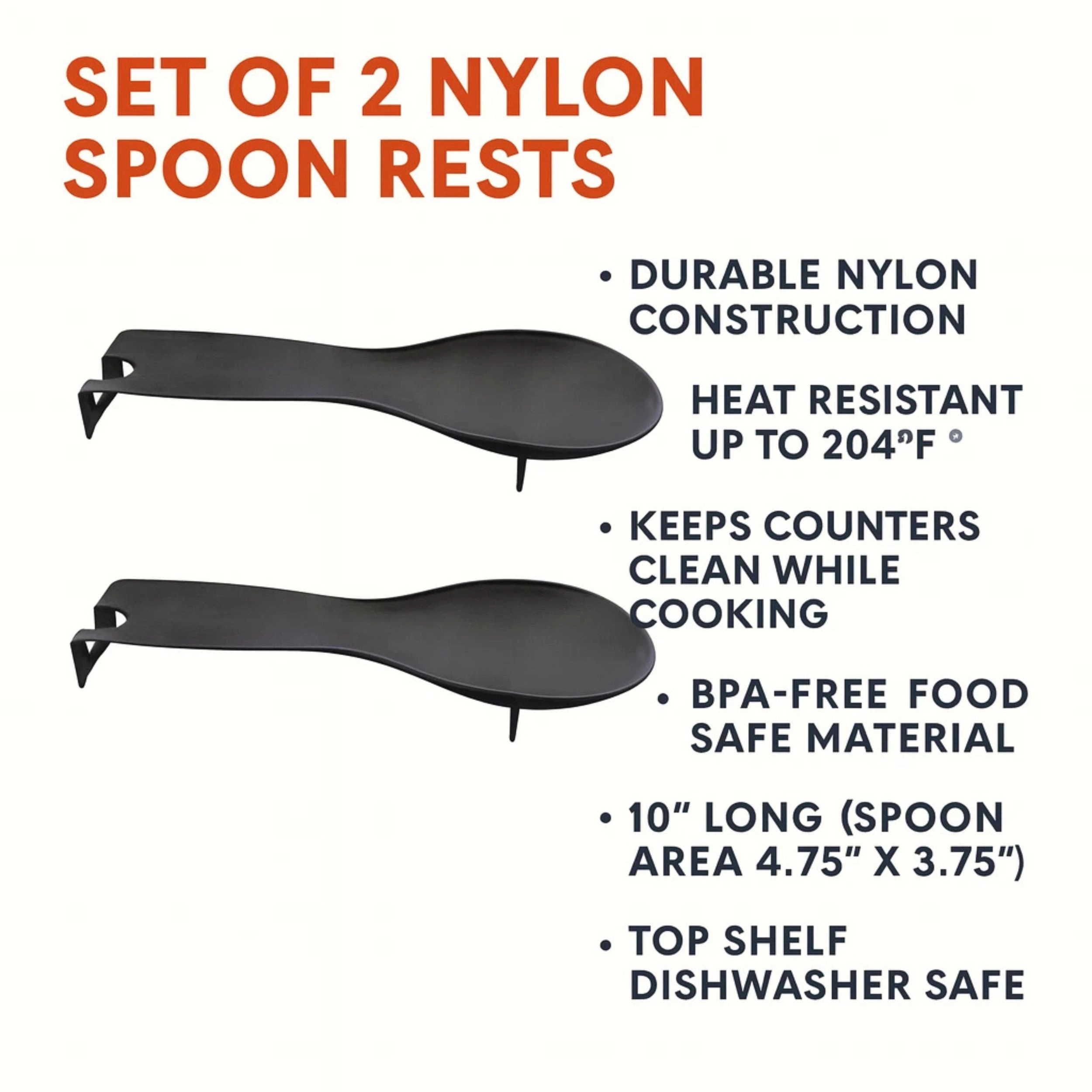 Home Collection Pack of 2 Nylon Spoon Rests Heat-Resistant Utensil Holders