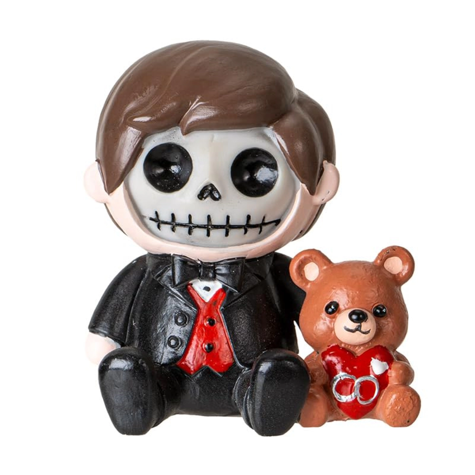 Pacific Giftware Furrybones Mr. Furrybones Figurine Skeleton in Formal Suit with Adorable Teddy Bear Friend 2.8 inch