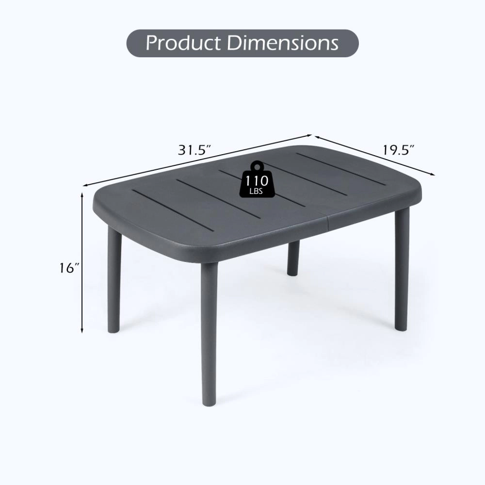 Hivvago Rectangular Patio Storage Side Table With Aluminum Alloy Rods For Poolside