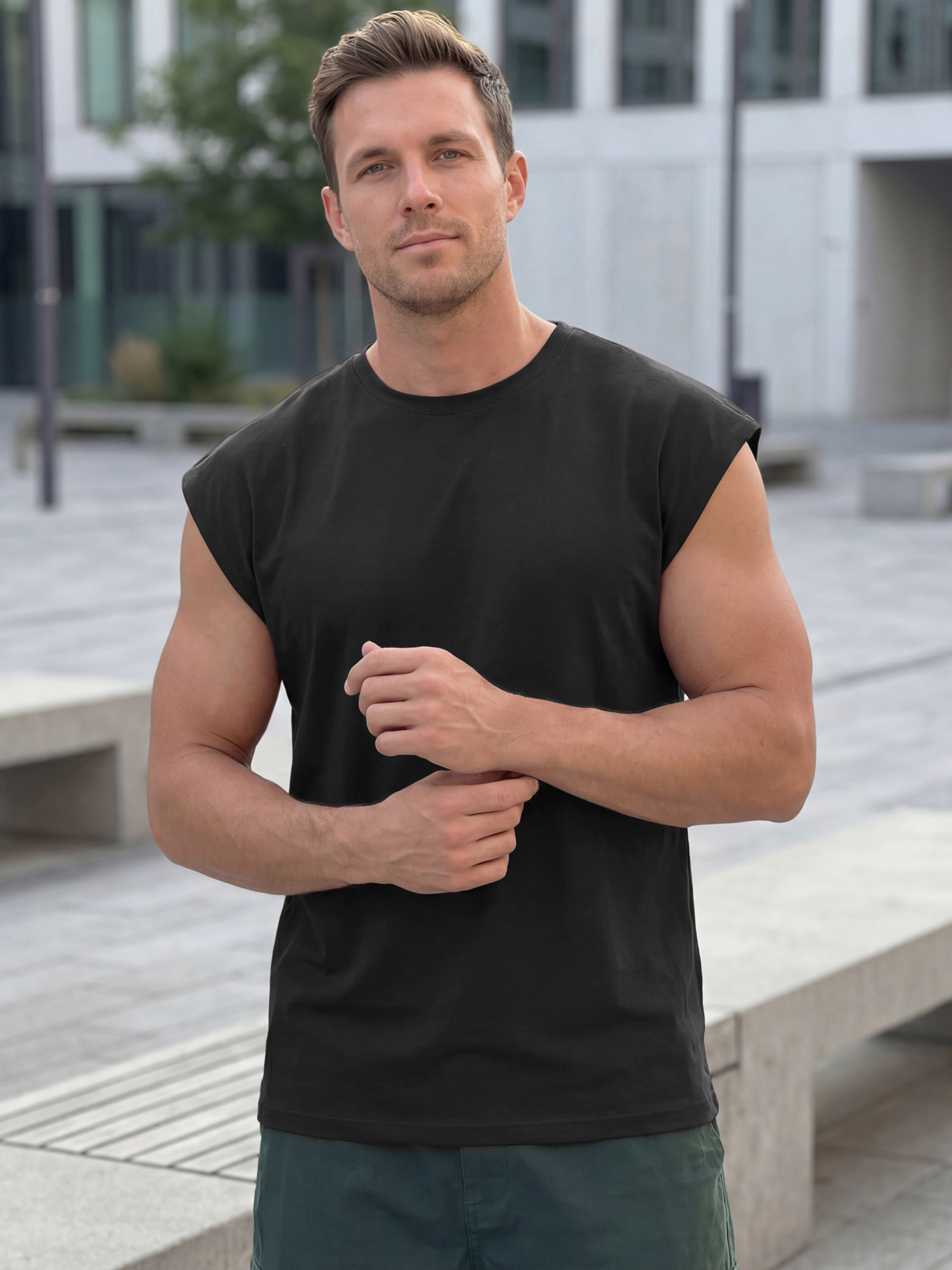 INSPIRE CHIC Men's Workout Loose Fit Summer Sleeveless Tank T-Shirt Top
