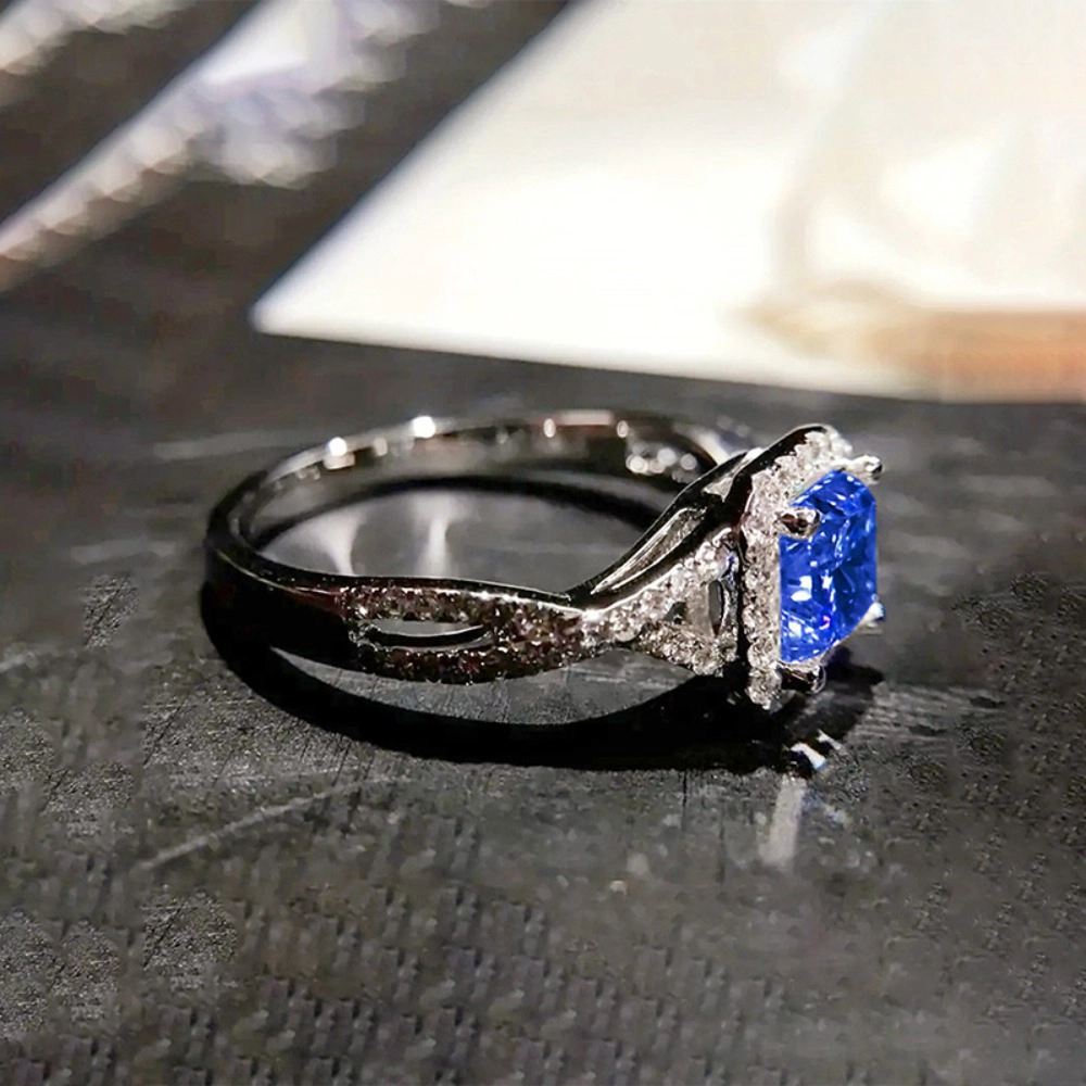 Elegant Rhinestone Decorated Copper Promise Ring