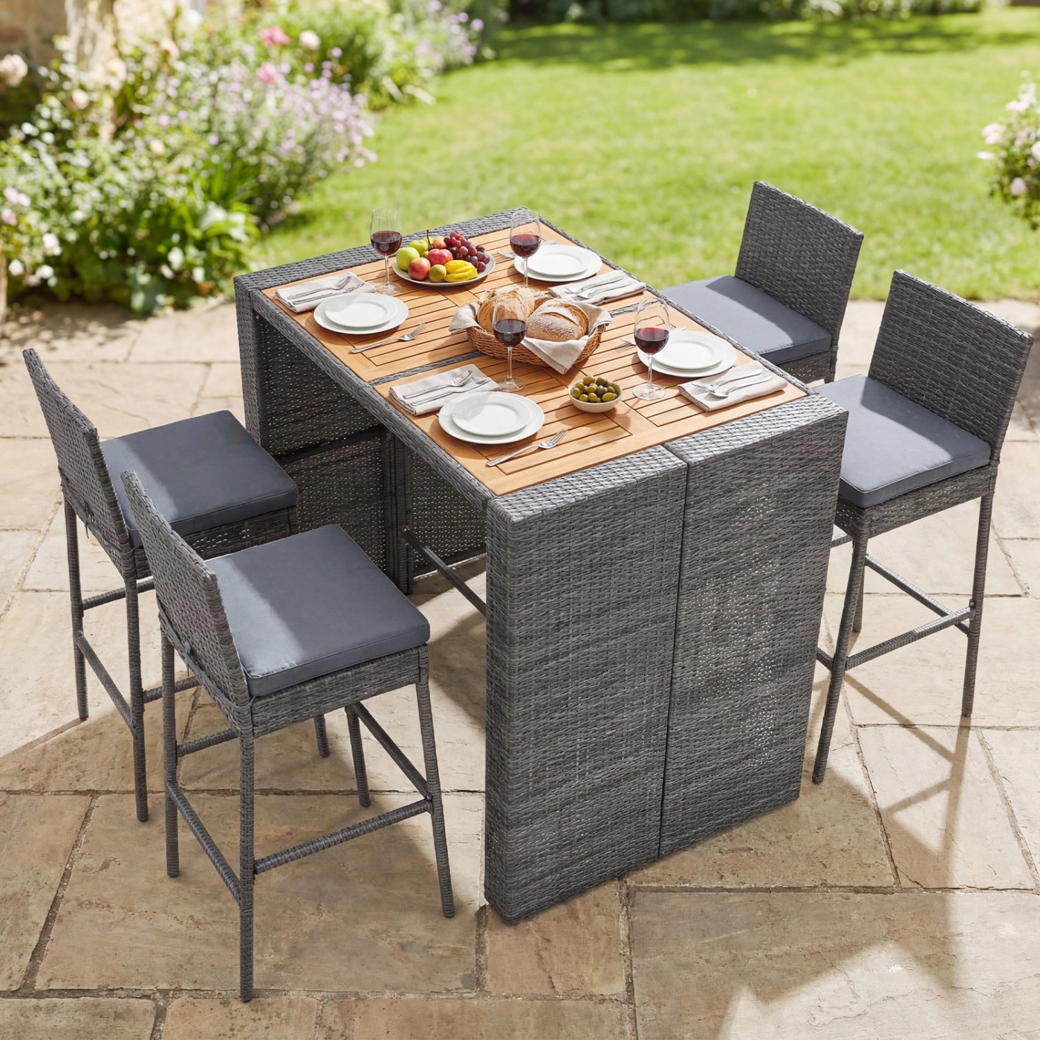 LJG Patio Acacia Wood Dining Set for Home