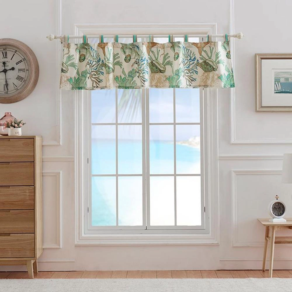 Barefoot Bungalow Atlantis Corals And Seashells Window Valance With 3 Rod Pocket 84x19 Jade