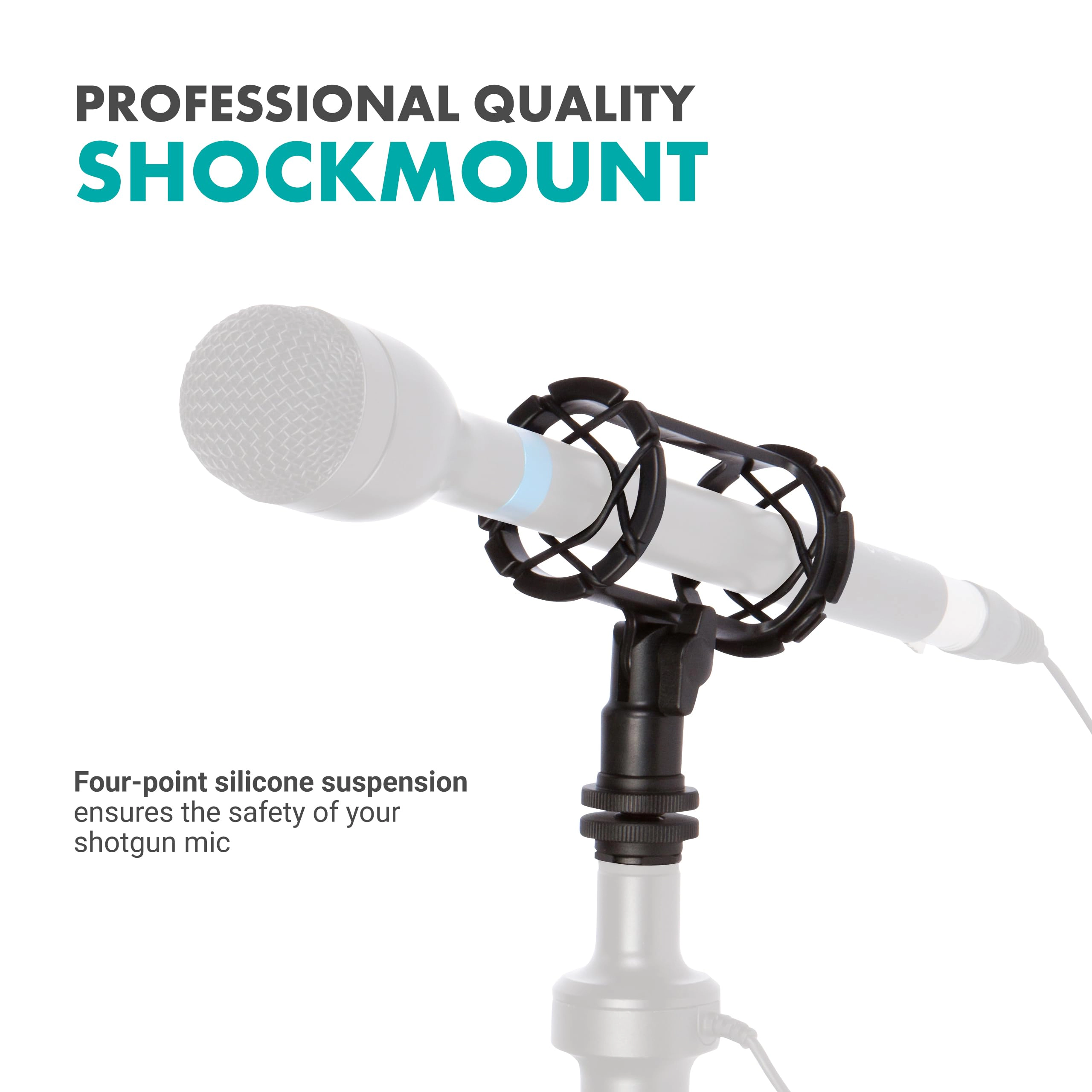 Movo SMM1 Microphone Shock Mount with Camera Cold Shoe for Shotgun Microphones 19-25mm in Diameter (Including Rode