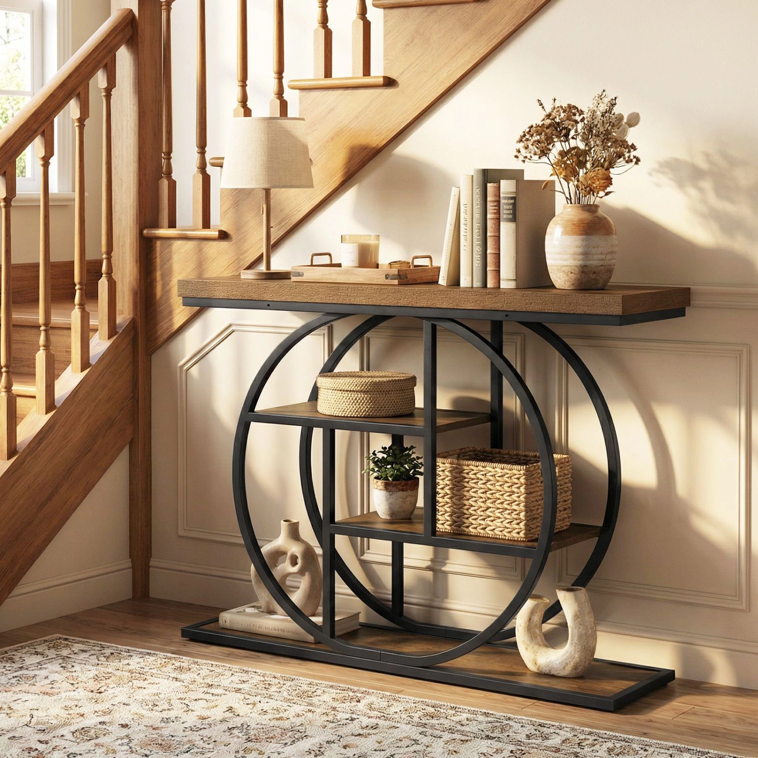 SlickBlue 41 Inch Console Table with 4 Tier Storage Shelves