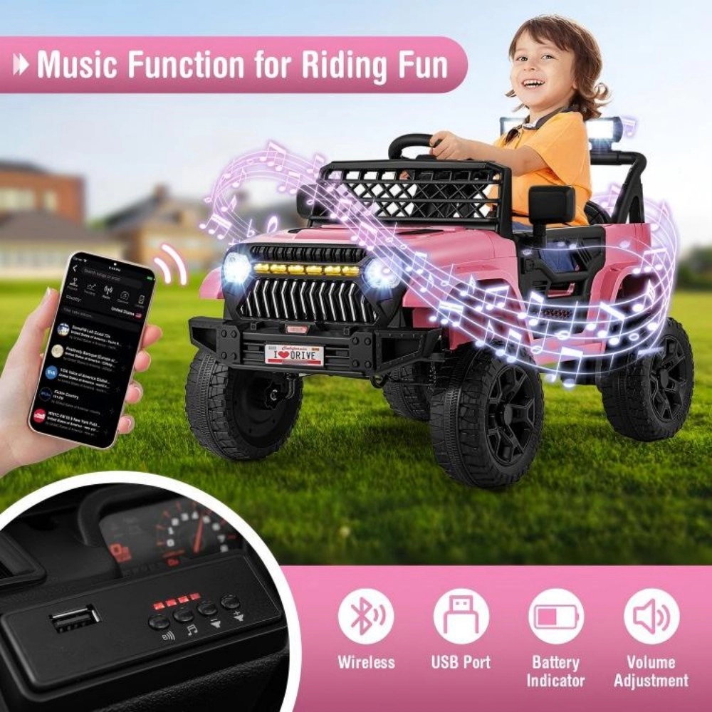 SUGIFT Parental Remote Control and Built-In Music Player 12V Kids Ride On Truck