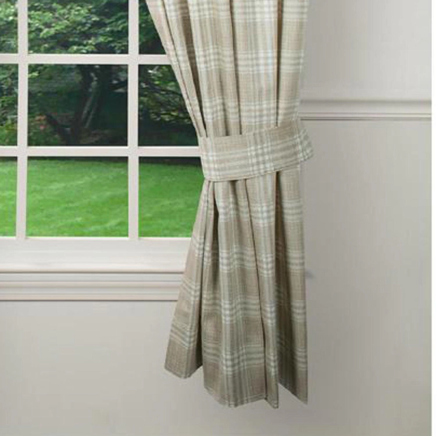 Ellis Curtain Bartlett Unlined 2-Piece Window Curtain Tailored Panels Pair With Ties - 90x63" Natural