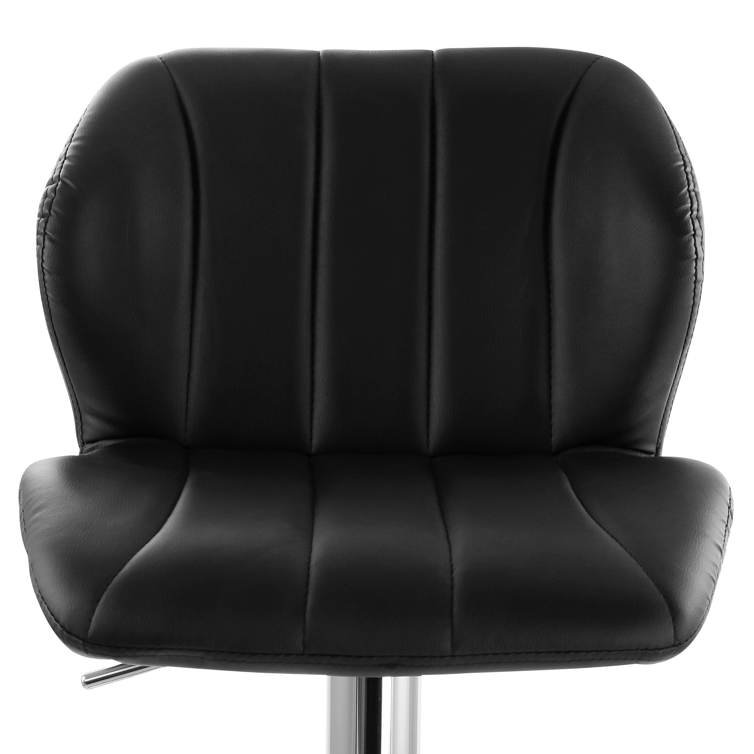 Elama 2 Piece Adjustable Faux Leather Stripe Tufted Bar Stool in Black with Chrome Base