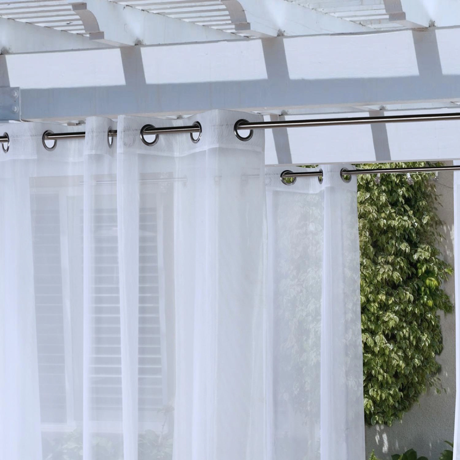 Commonwealth NO SEEM Curtain Grommet Top Panel 8 Matt Silver Grommets - 50x84" - White