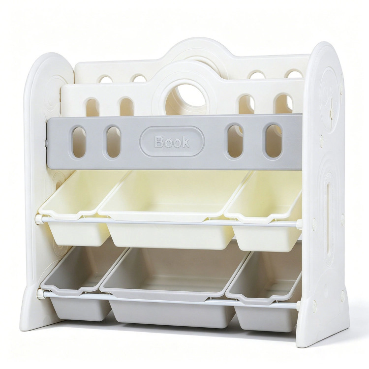 Hivvago Kids Bookshelf and Toy Storage Organizer with 2 Front-Facing Racks