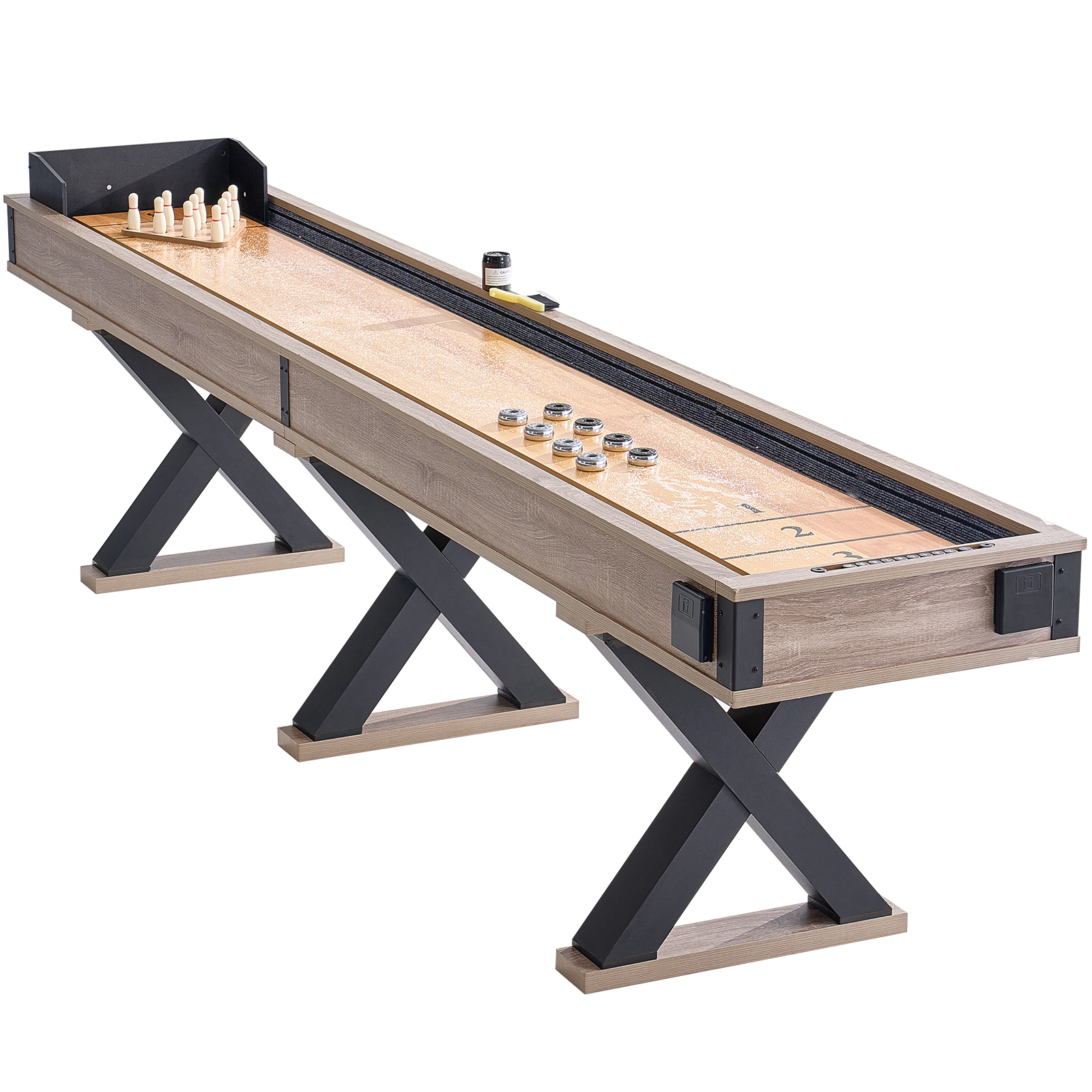 HONGGE Shuffleboard Table Shuffleboard for Family Game Rooms 2 in 1 Shuffleboard and Bowling Combo Game Set with