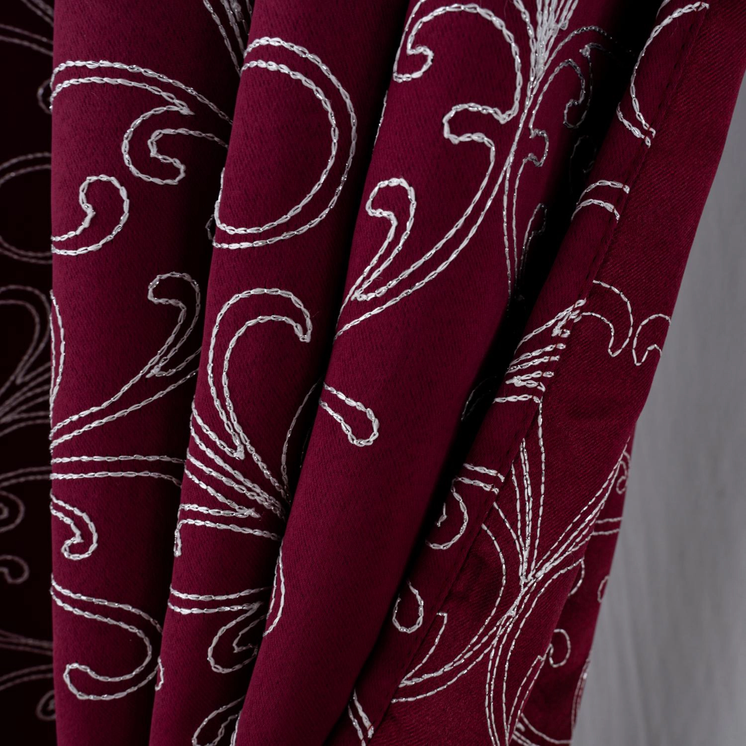 RT Designer Collection Kimber Embroidered Blackout Luxurious Decorative Grommet Curtain Panel 54" x 90" Burgundy