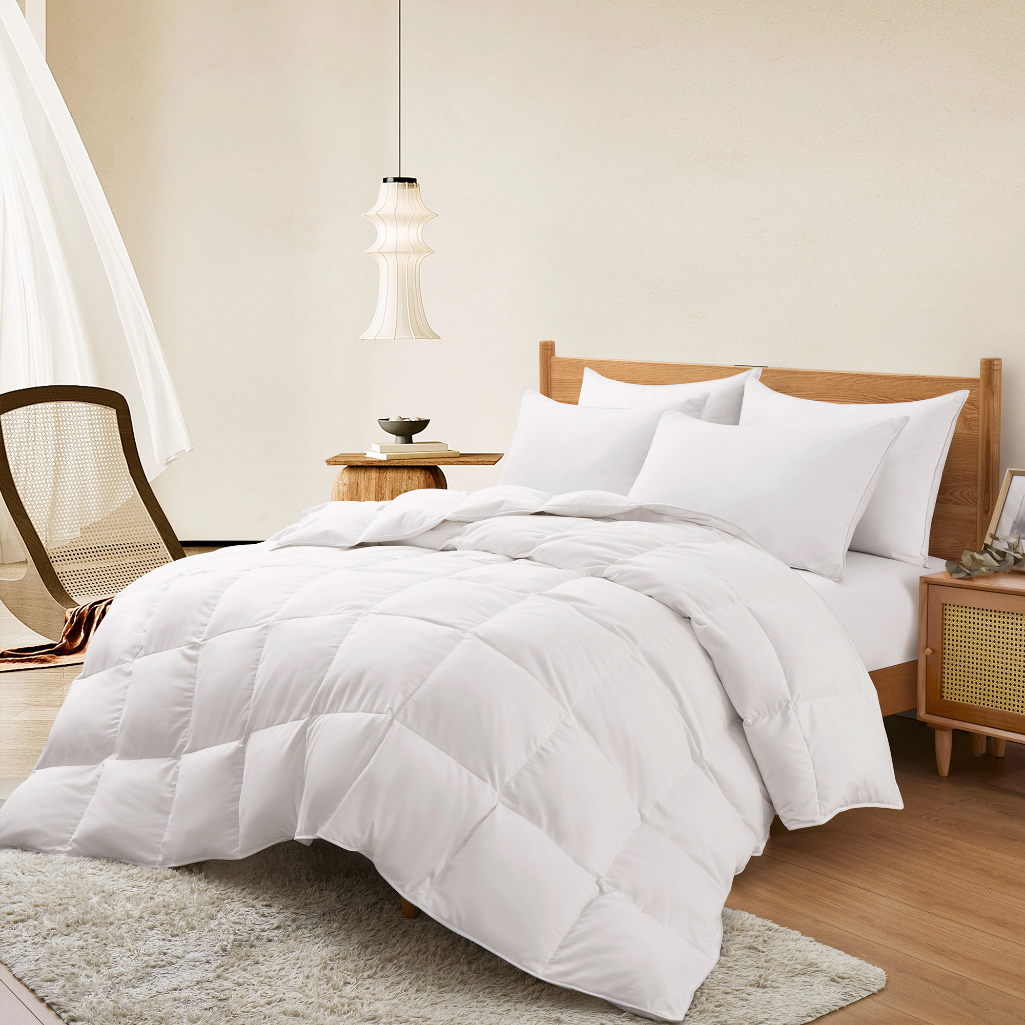 PEACENEST All Season Goose Feather Fiber Comforter Soft Duvet Insert