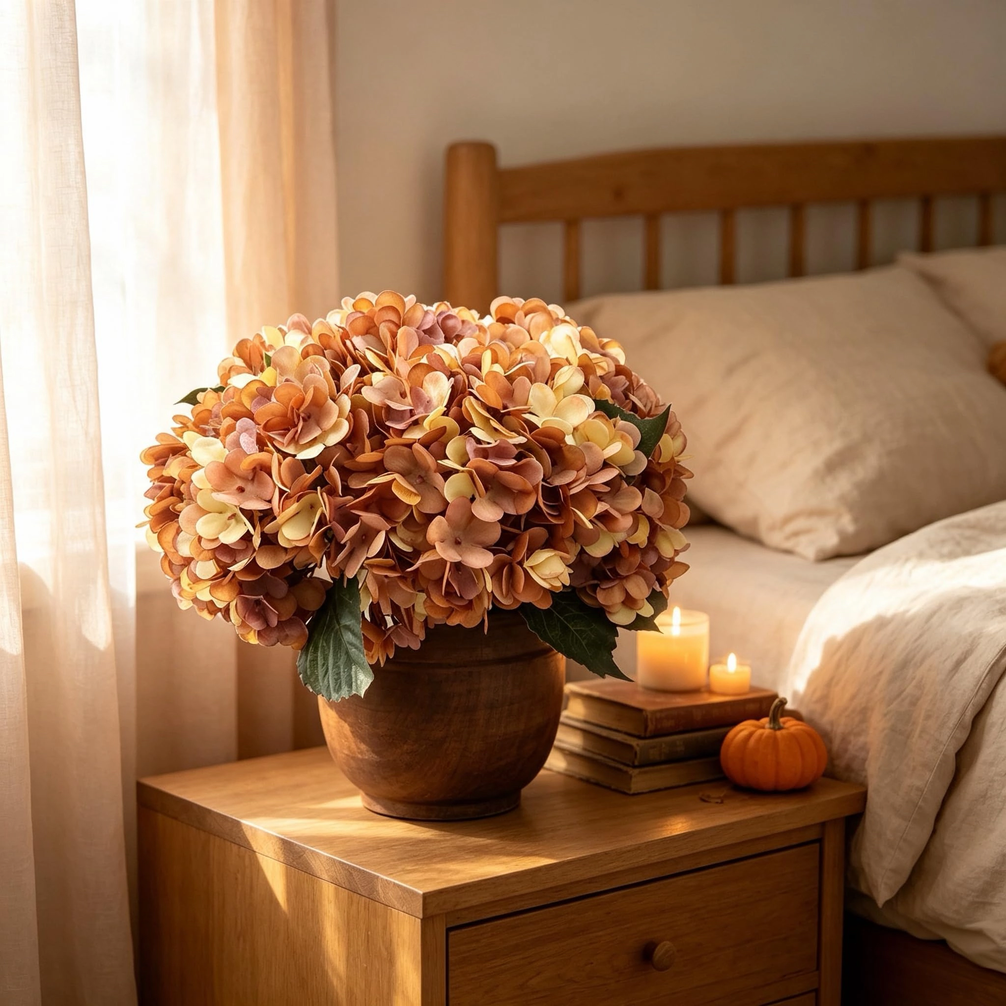 PUPWE 6White Hydrangea Artificial Flowers Silk Hydrangeas