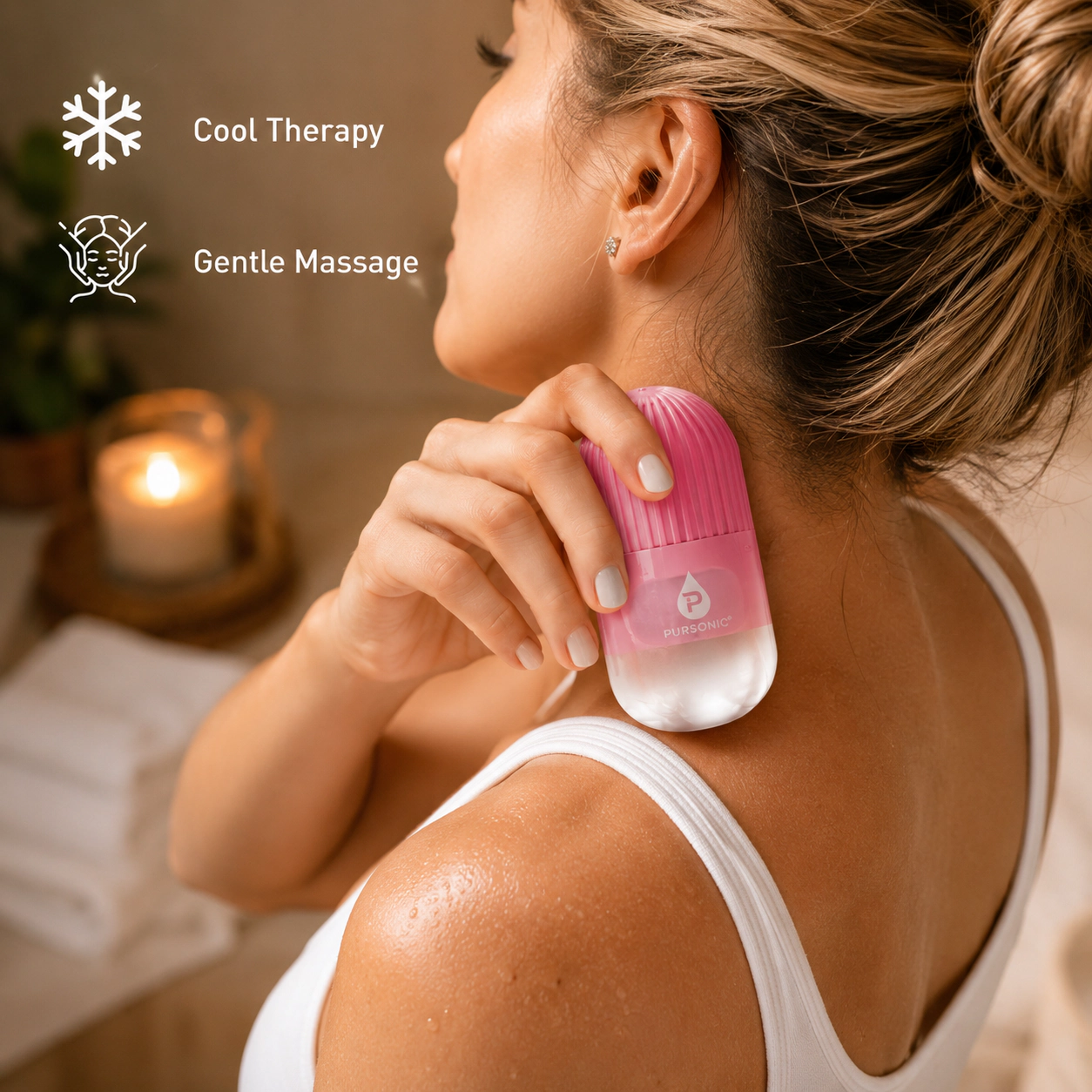 Pursonic Women's Skincare Bundle with Ice Cube Facial Roller Massager & Hydrating Cucumber Sheet Masks Refresh Kit