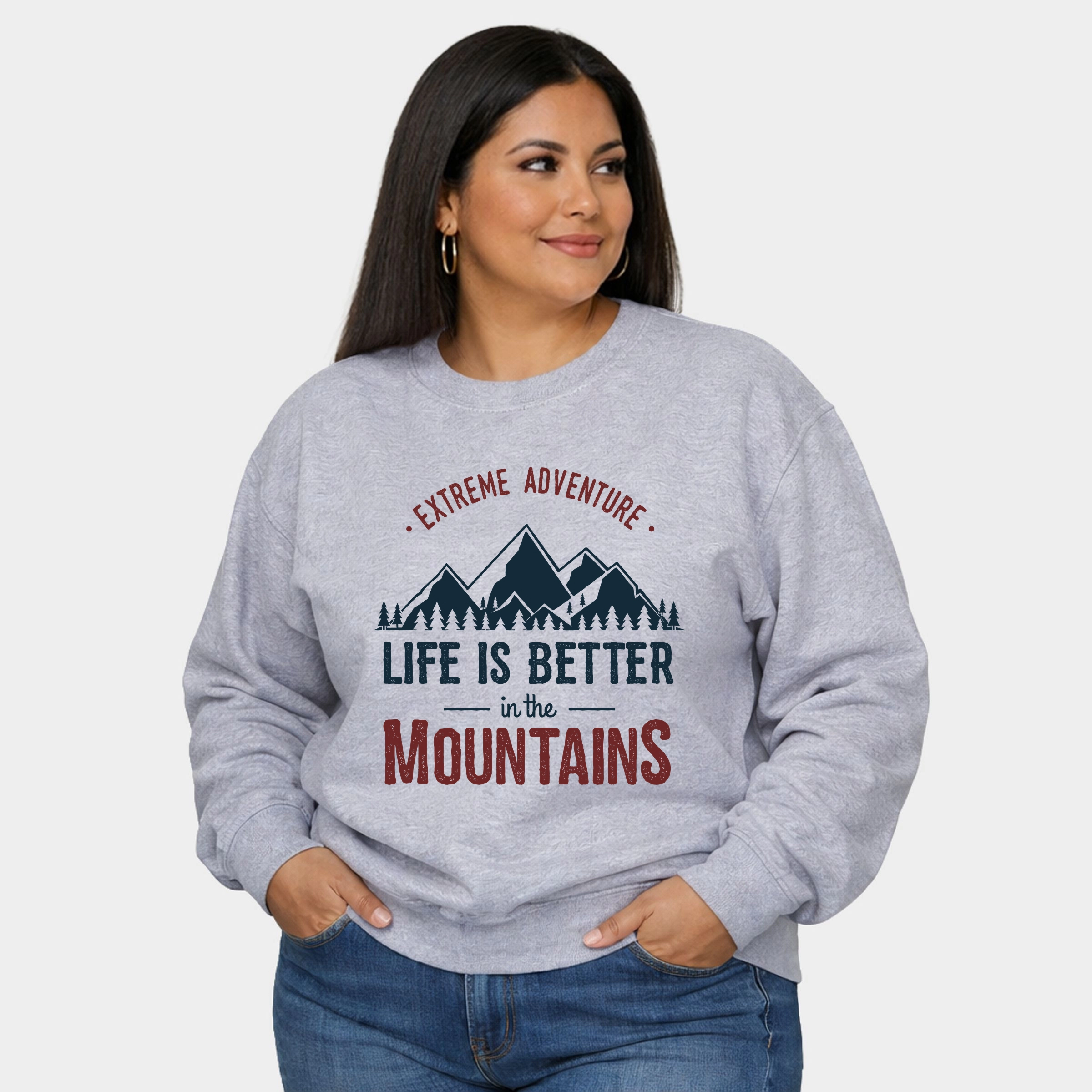 Simply Sage Market - Life Is Better The Mountains Colorful  Women's Plus Sized Graphic Sweatshirt