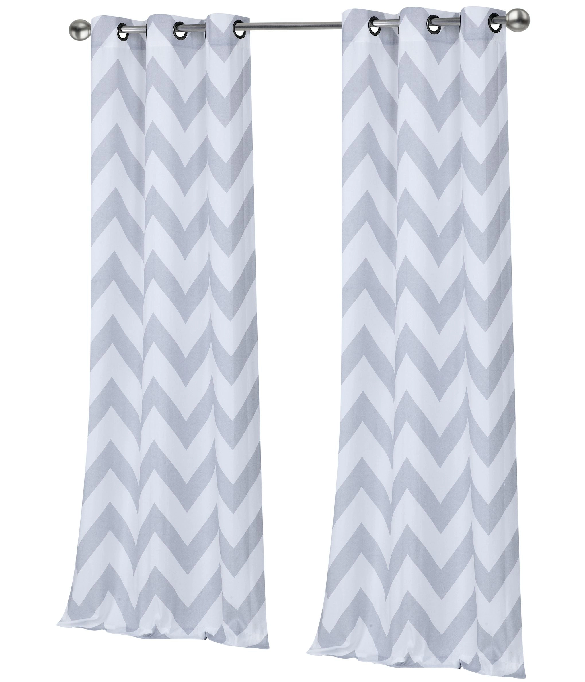 Kate Aurora Living 2 Piece Silver & White Metallic Chevron Grommet Curtain Panels - 84 in. Long