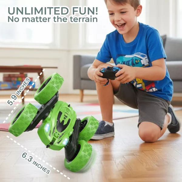 Sperric RC Stunt Toy Car for Kids, Rechargeable Remote Control Car with 360° Flips Double-Sided Driving & Headlights 4WD