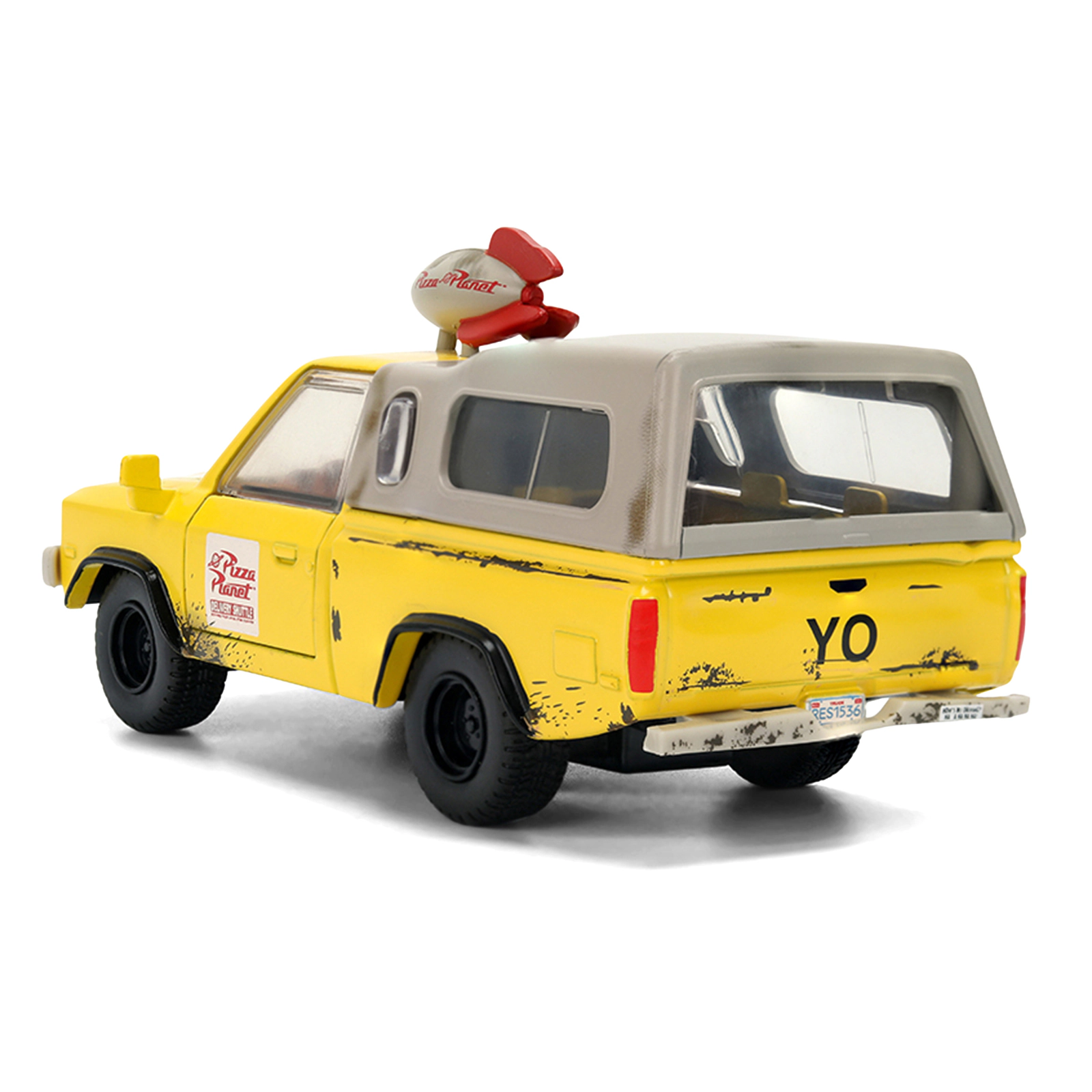 Jada Pizza Planet Truck Yellow (Weathered) with Beige Camper "Toy Story" (1995) Movie "Hollywood Rides" Series