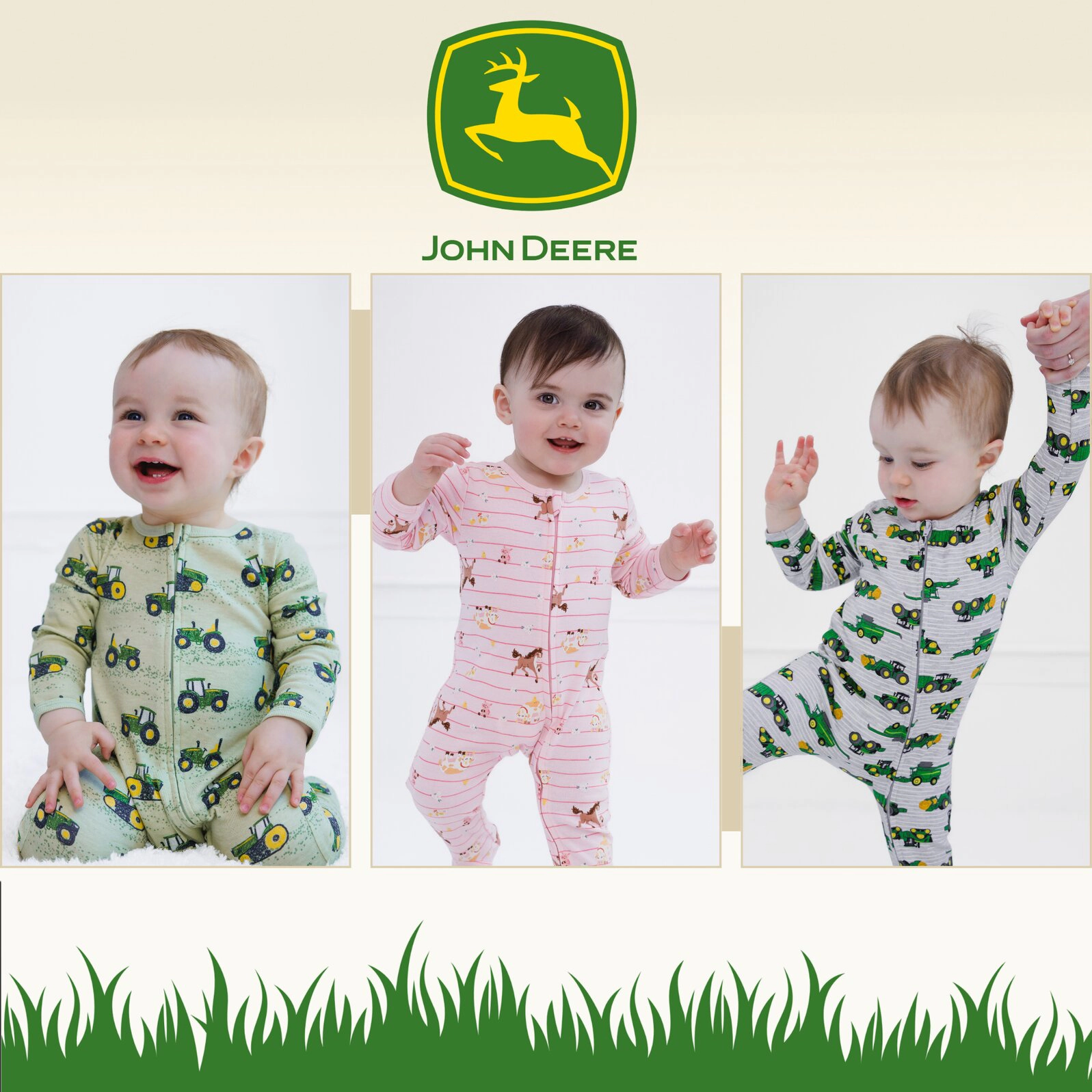 John Deere Baby Boy or Girl Zip-Up Footed Sleep N Play