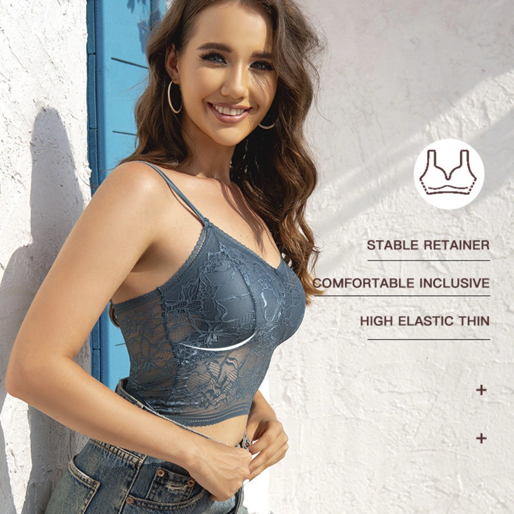 Wardrobe Whimsy Women Padded Cross Wrap Lace Strapless Bandeau Bra