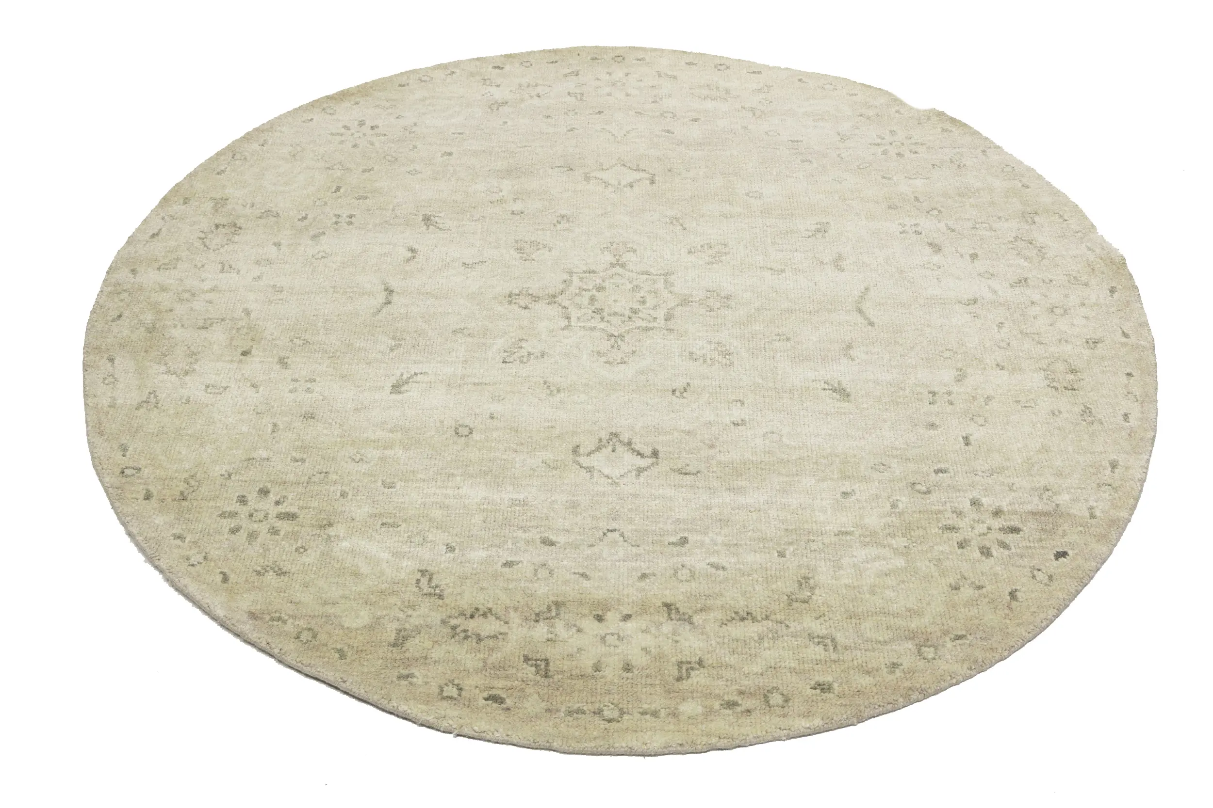 Magic Rugs Muted Pinkish Beige Floral 6X6 Transitional Oriental Round Rug