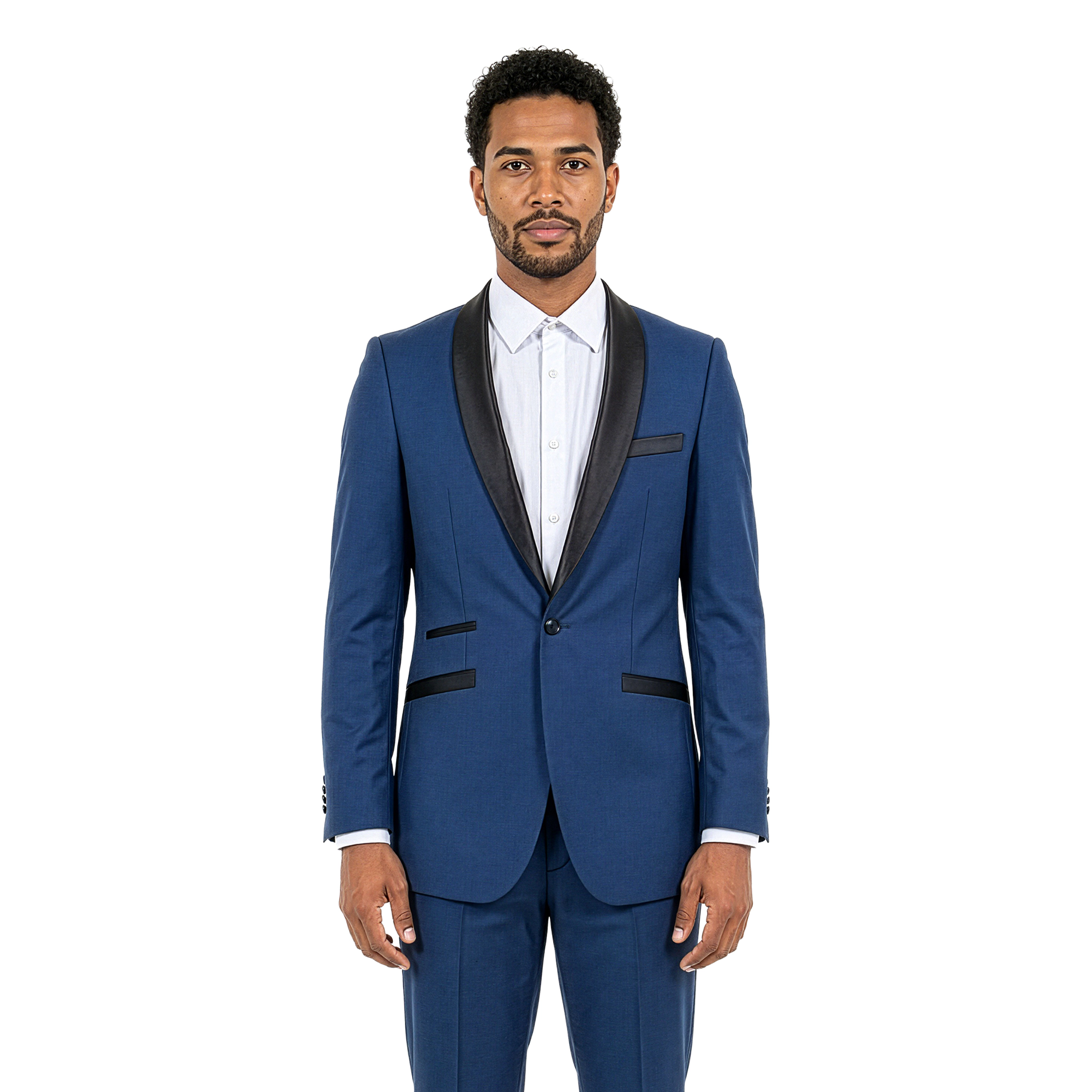 Tazzio Mens Slim Fit 2 Piece Tuxedo Look Suit Set