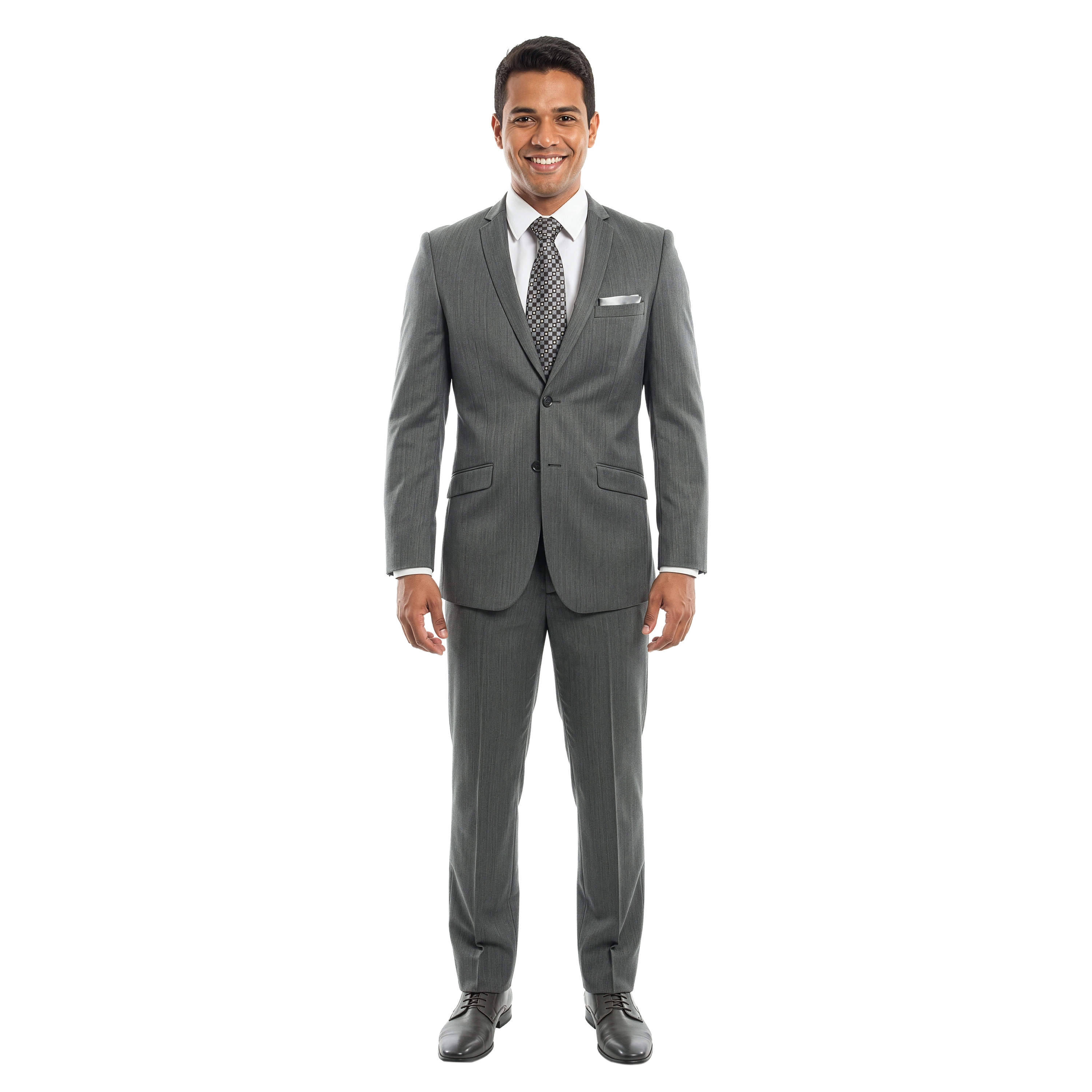 Tazzio Mens Slim Fit 2 Piece Vertical Weave Sharkskin Suit Set