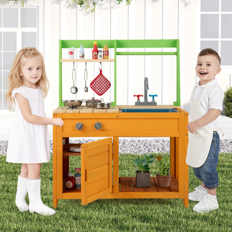 Hivvago Outdoor Mud Kitchen Playset for Girls and Boys 3+ Years Old