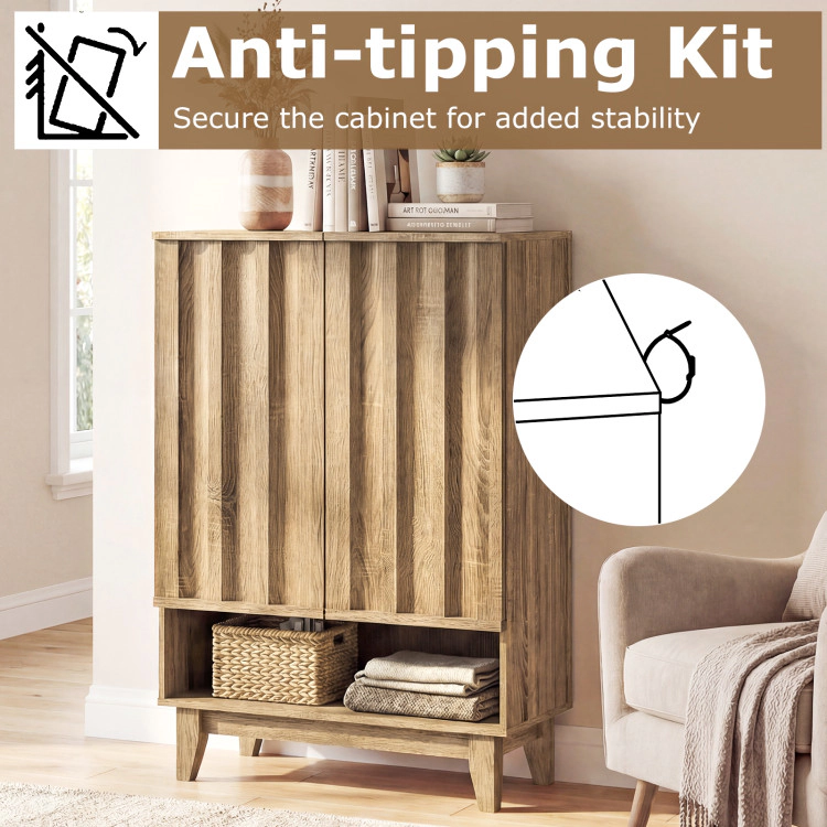 Hivvago 6-Tier Shoe Storage Organizer with 2 Fluted Doors