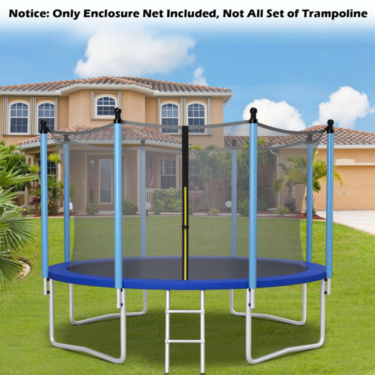 SUGIFT Weather-Resistant PE Trampoline Safety Enclosure Net for 12-ft Trampolines Double-Head Zipper & Buckles Black