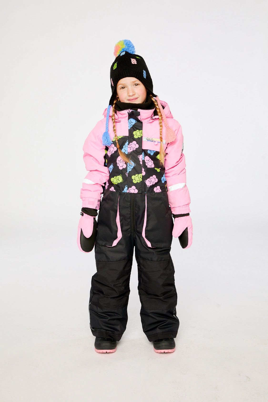 Deux par Girls Gummy Bear Print One Piece Play Snowsuit with Detachable Hood