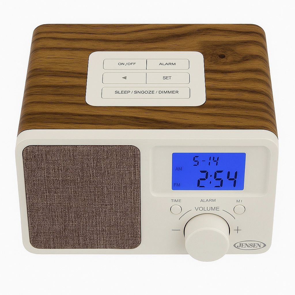 Jensen Digital AM/FM Dual Alarm Clock Radio with Snooze JCR-315