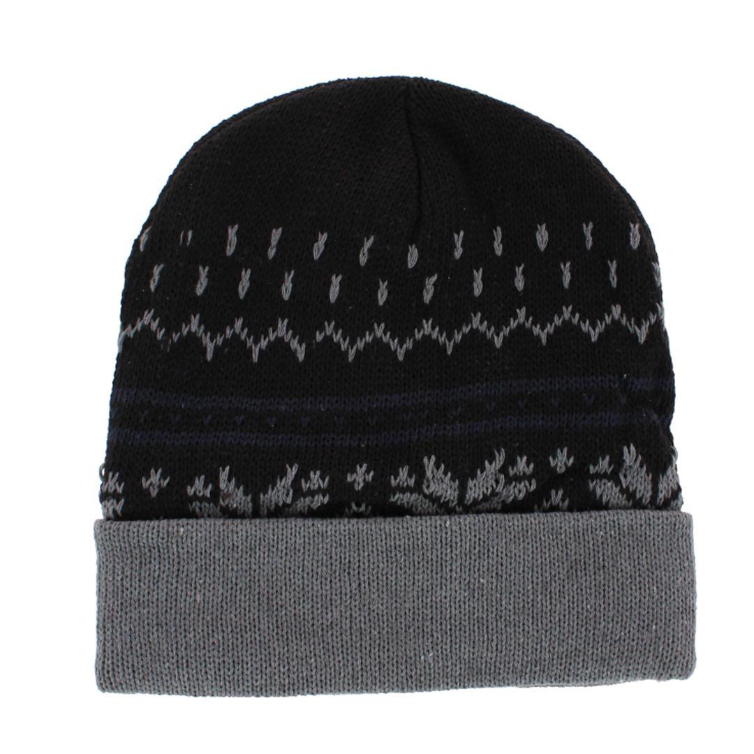 CTM® Men's Snowflake Pattern Winter Knit Beanie Hat